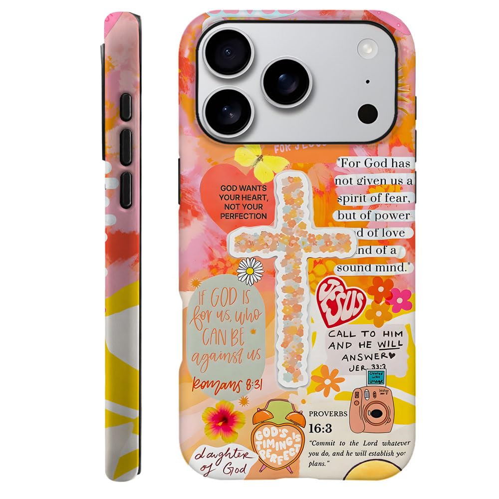 Compatible with iPhone 17 Pro,Durable & Shockproof Phone Case Cover Design - Collage Jesus Bible Verses