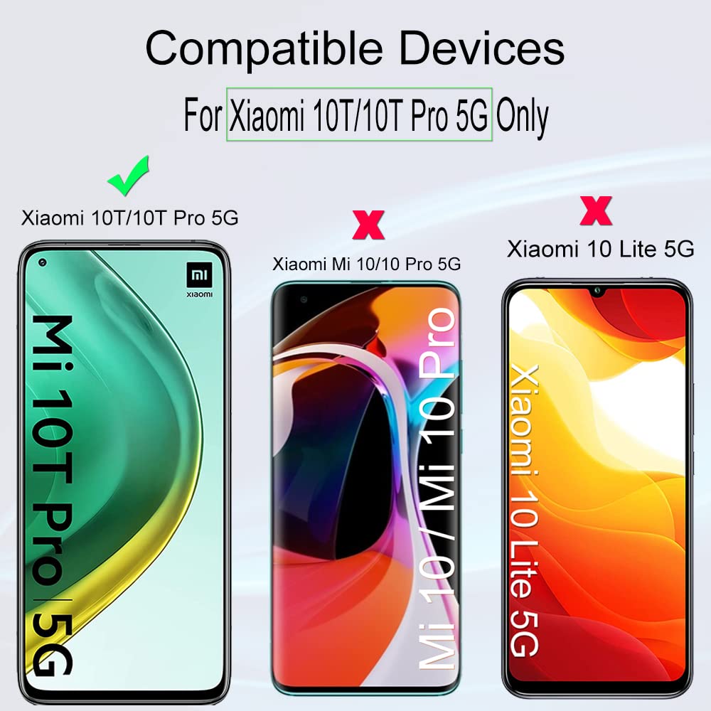 Ibywind Screen Protector For Xiaomi 10T/10T Pro,With 2Pcs Tempered Glass,1Pc Camera Lens Protector,1Pc Backing Carbon Fiber Film