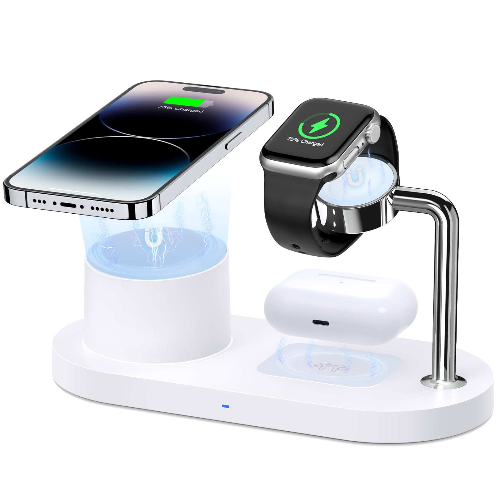 Magnetic Wireless Charger for iPhone: 3 in 1 Charging Station for Multiple Device Apple - 18W Fast Mag-Safe Charger Dock Stand f