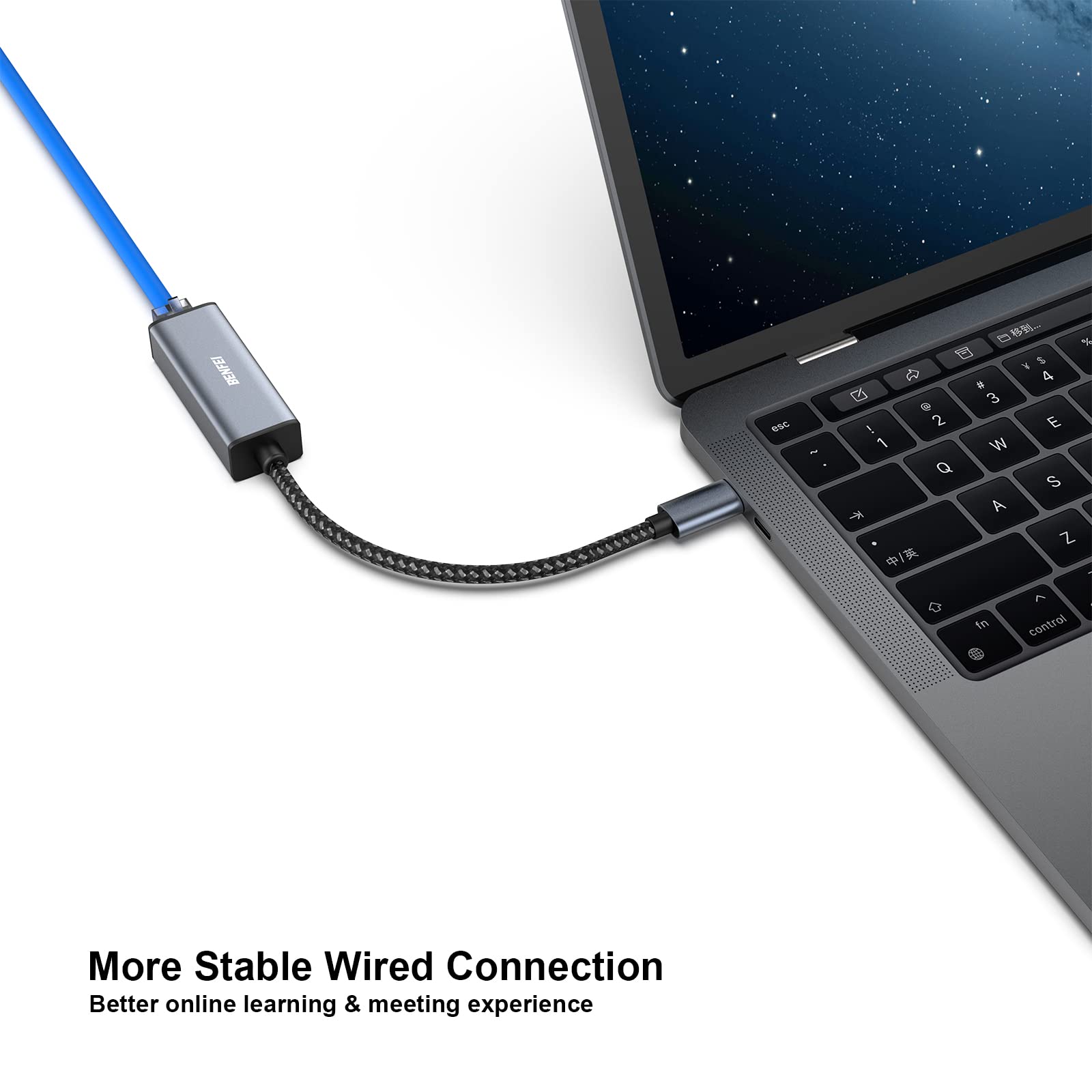 Benfei Usb C To Ethernet Adapter, Usb Type C (Thunderbolt 3/4) To Rj45 Gigabit Ethernet Lan Network Adapter Compatible With Ipho