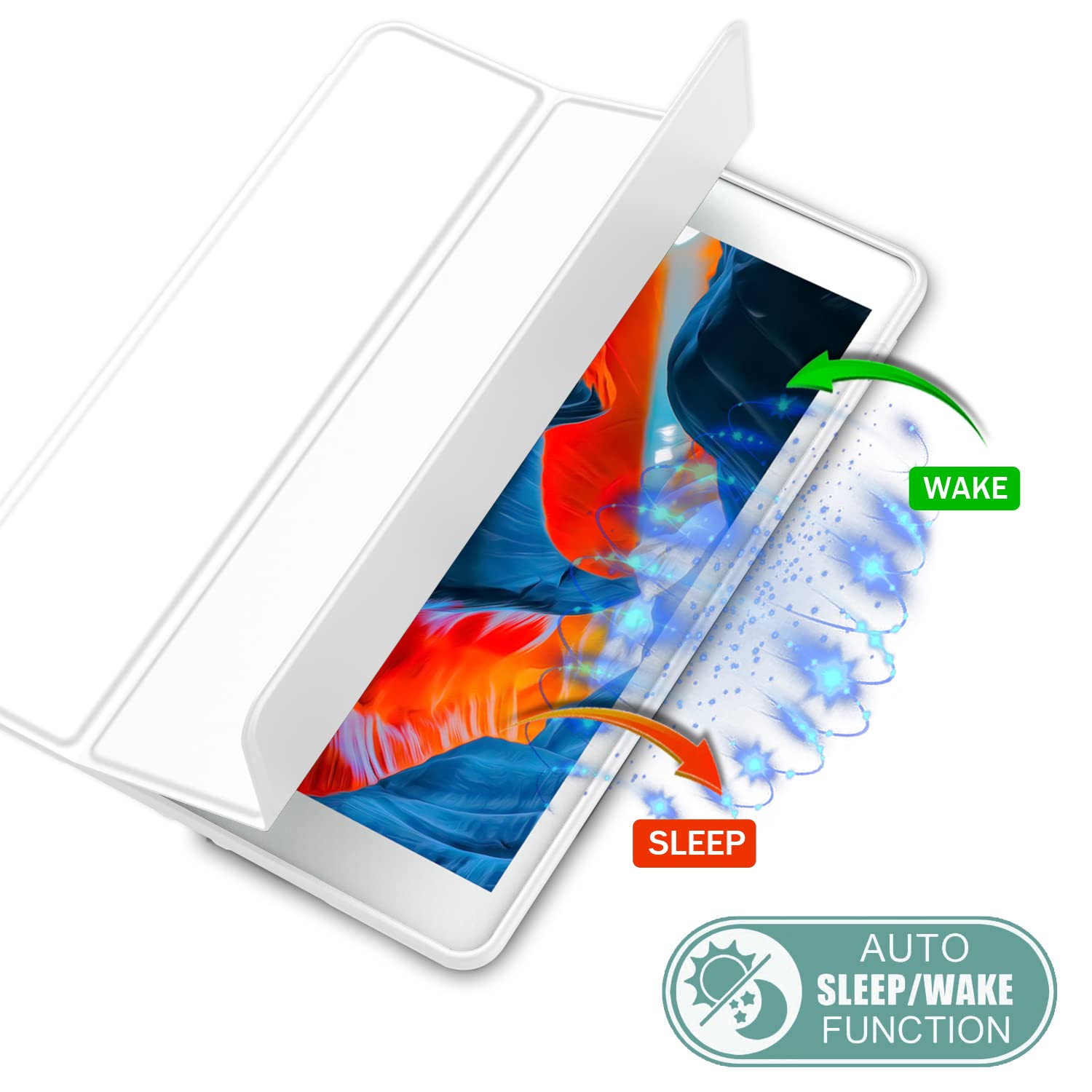 Imieet Case For Ipad 9Th Generation 2021/Ipad 8Th Generation 2020 10.2 Inch With Pencil Holder, Ipad 7Th Gen 2019 With Soft Baby Skin Silicone Back, Auto Wake/Sleep Cover(White)