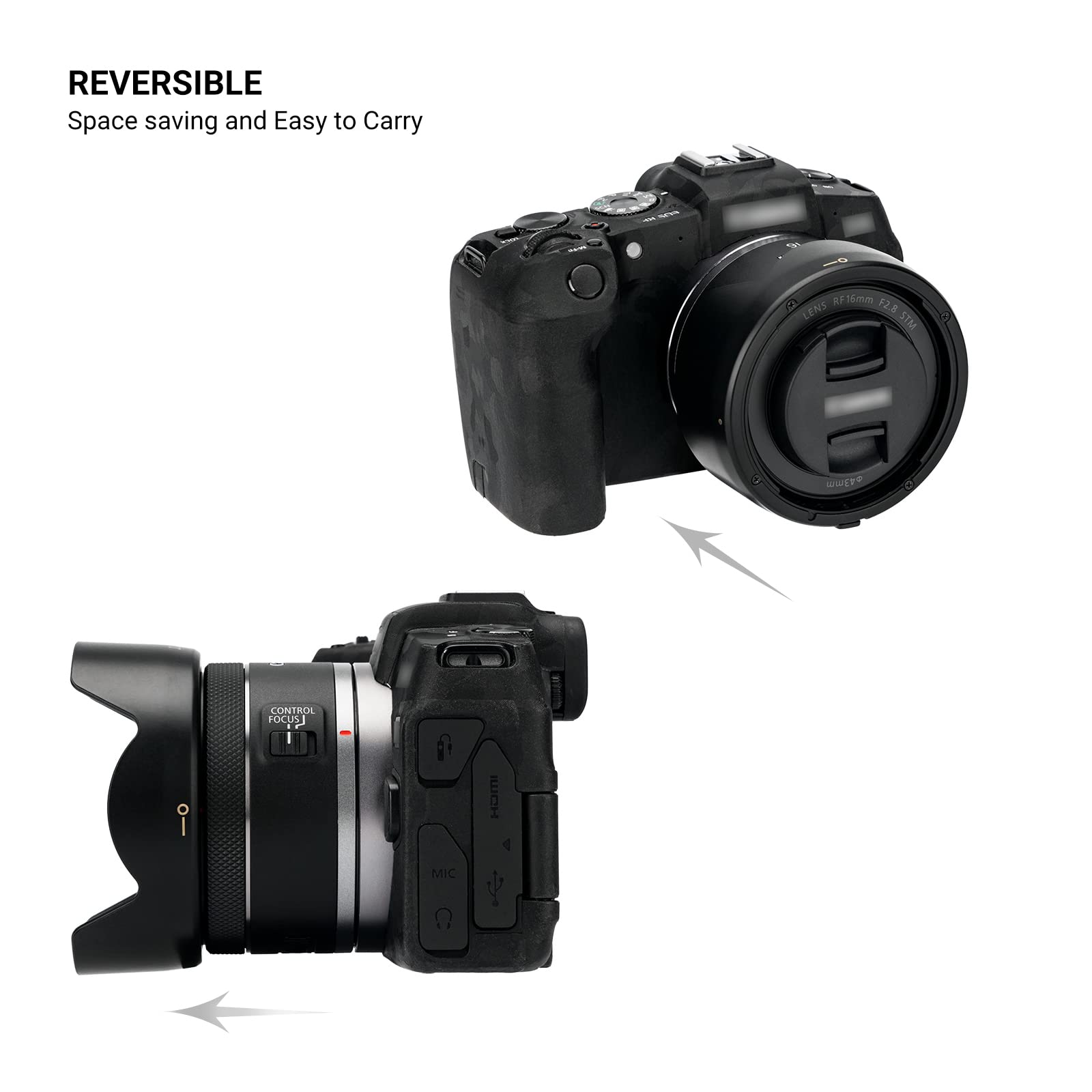 Lens Hood For Canon Rf 16Mm F2.8 Stm Lens On Eos R6 R5 Rp R Camera, Reversible Lens Shade Replace Canon Ew 65C Lens Hood, Compat
