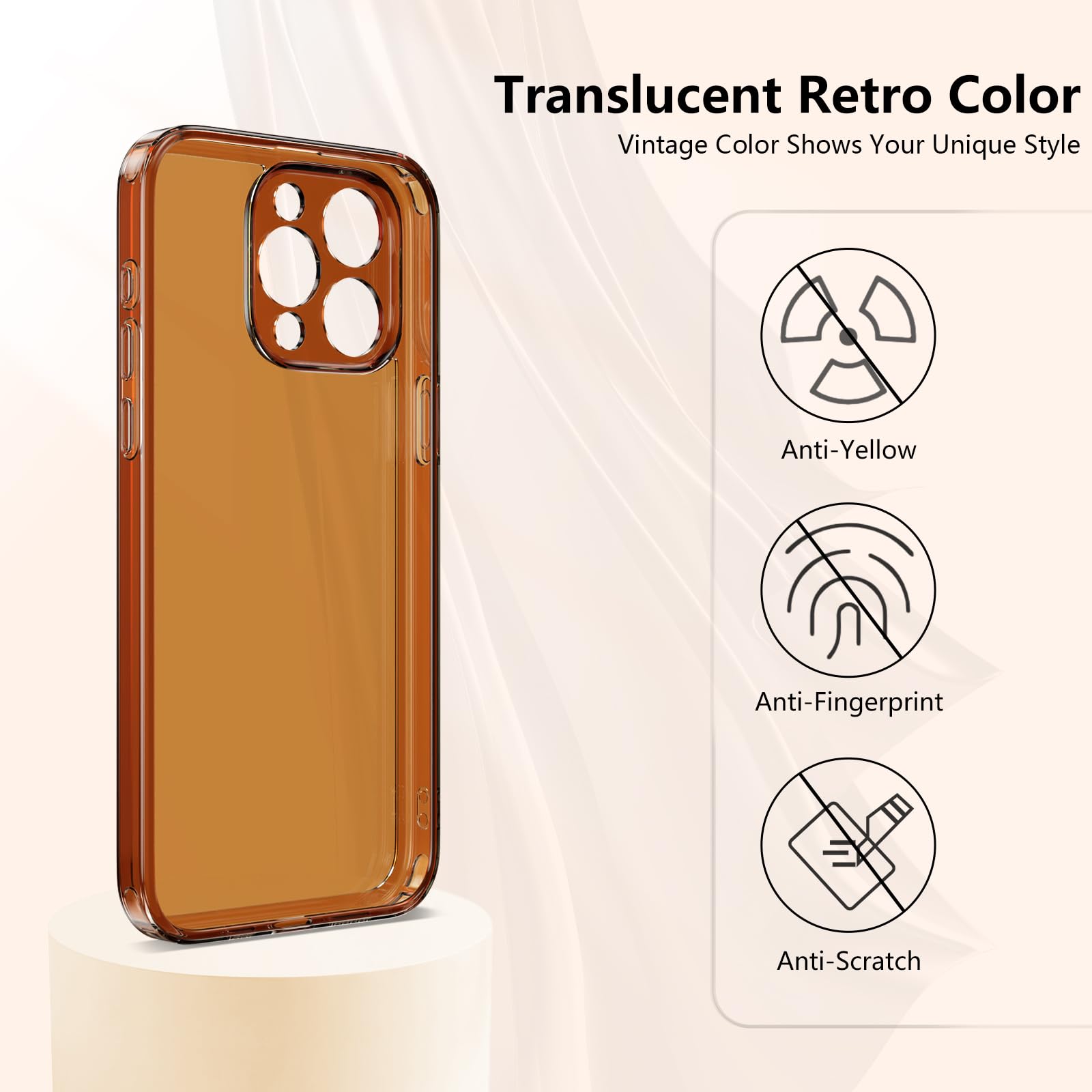 ZTOFERA iPhone 13 Pro 6.1 inch Clear Soft Silicone Protective Shockproof Phone Case Brown