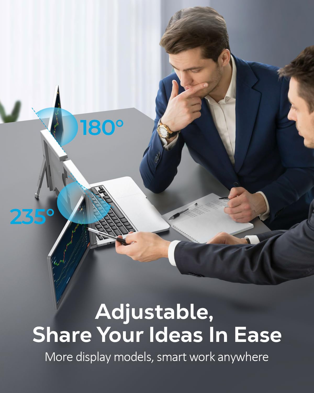 Yutoo Triple Laptop Screen Extender,[Only 1 Cable To Connect][16:10], Fhd 1200P Ips Display, Laptop Monitor Screen Extender, For