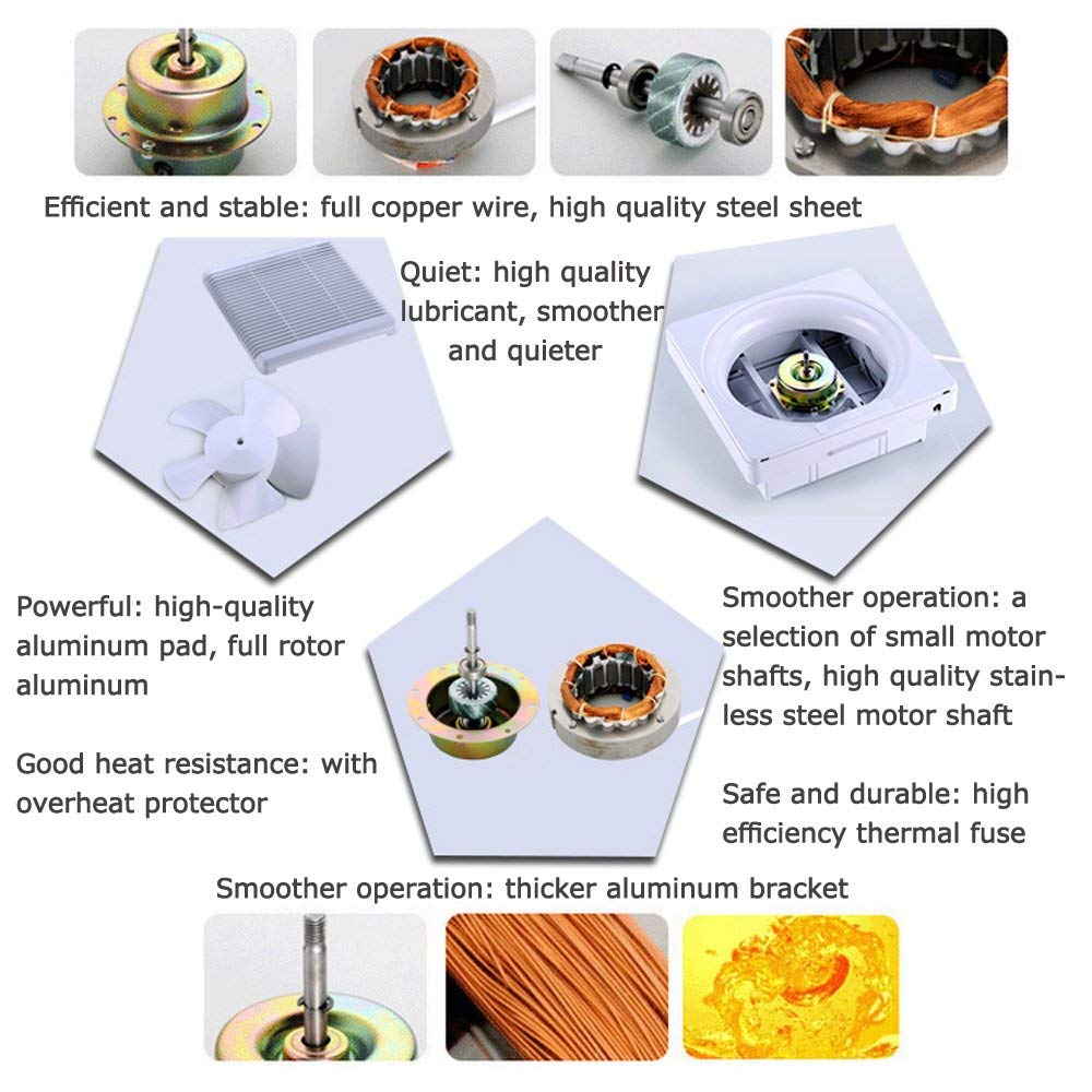 Sailflo Exhaust Shutter Fan 8 Inch 300 Cfm, 2 Direction Reversible Strong Airflow Ventilation Blower For Bathroom Attic Kitchen