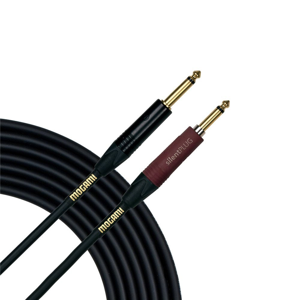 Mogami Gold Inst Silent S 10 Guitar Instrument Cable, 1/4' Ts Male Plugs, Gold Contacts, Straight Connectors With Silentplug, 10 Foot