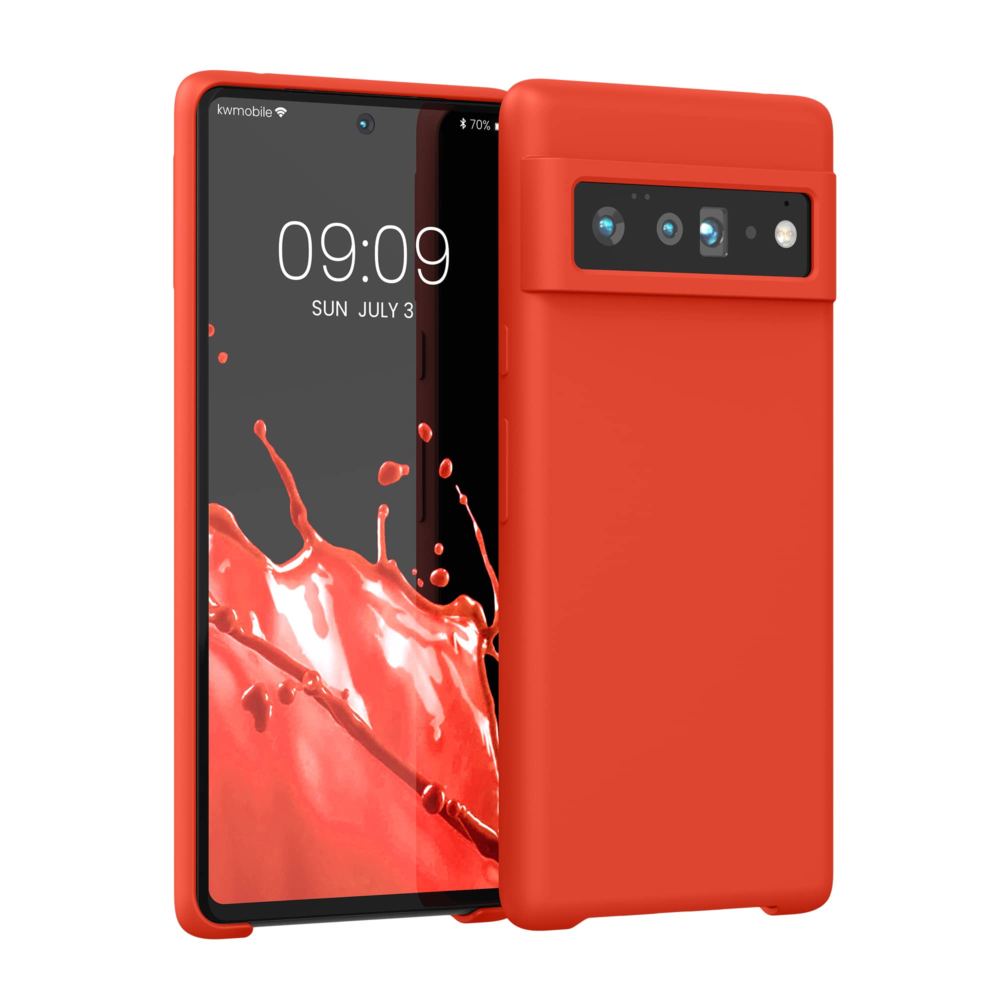 kwmobile Case Compatible with Google Pixel 6 Pro Case - TPU Silicone Phone Cover with Soft Finish - Tangerine Orange