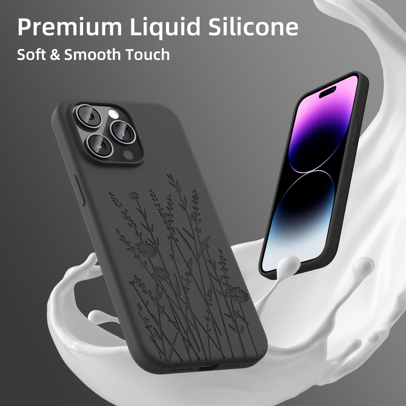 Oaoa Magnetic Case Compatible With Iphone 15 Pro Max Case 6.7Inch,Soft Liquid Silicone Engraved Case Compatible With Magsafe Wit