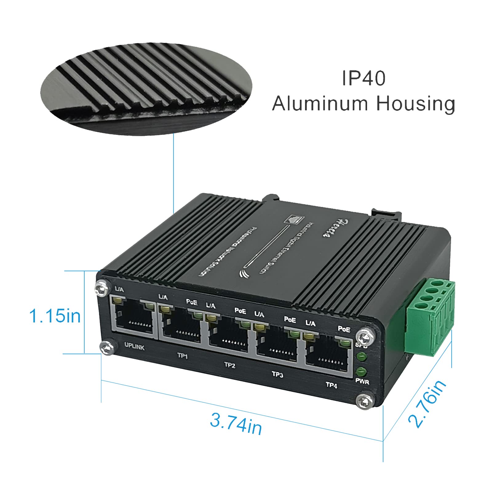 Industrial Gigabit Ethernet Poe+ Switch 5 Port 10/100/1000Base T Auto Mdi/Mdi X Half/Full Duplex Compact 30W Poe+ Ethernet Switc
