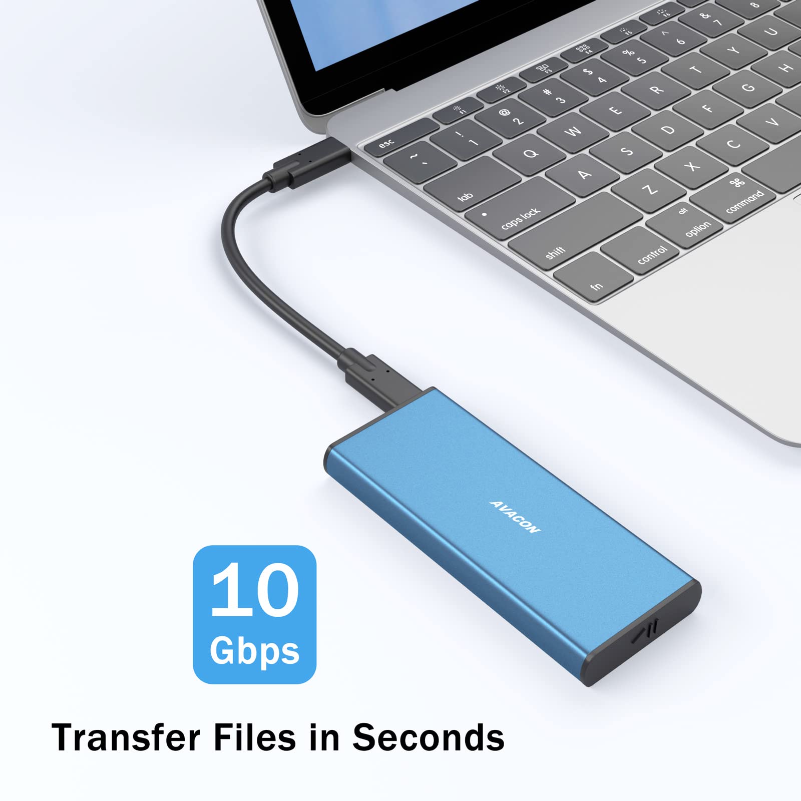 Avacon M.2 Nvme Enclosure, Tool Free 10Gbps Usb 3.2 Gen 2 M.2 Enclosure For Nvme Pcie M Key M+Bkey Ssd In 2230/2242/2260/2280, W