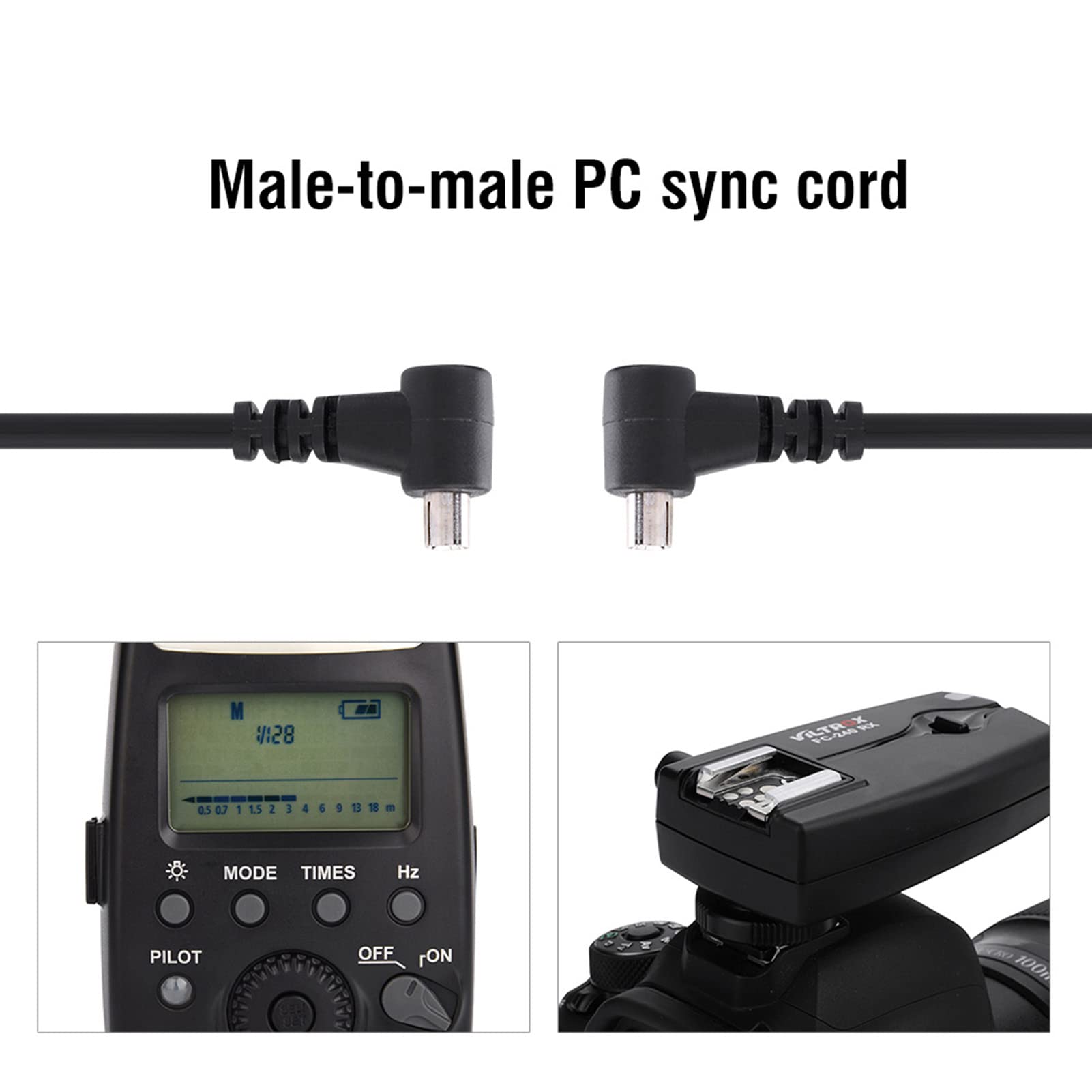 Acouto 30Cm Flash Sync Cable Pc Pc Male To Male Flashlight Camera Connector Sync Cable Cord