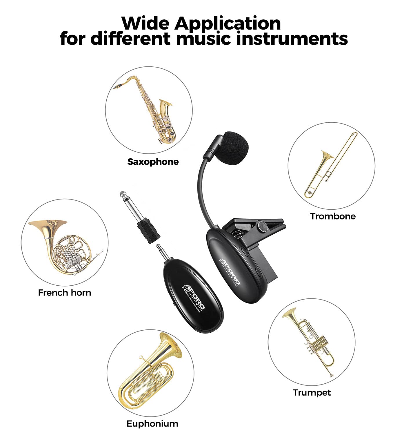 Jcwy 2.4G Wireless Saxophone Microphone, Clip On Music Instruments Microphone, Wireless Receiver And Transmitter, For Saxophone