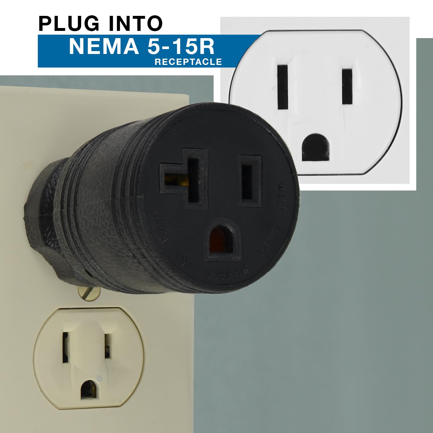 Conntek 3 30129(3 Pack) Nema 5 15P To Nema 5 15/20R Plug Adapter 15 Amp To 15/20 Amp