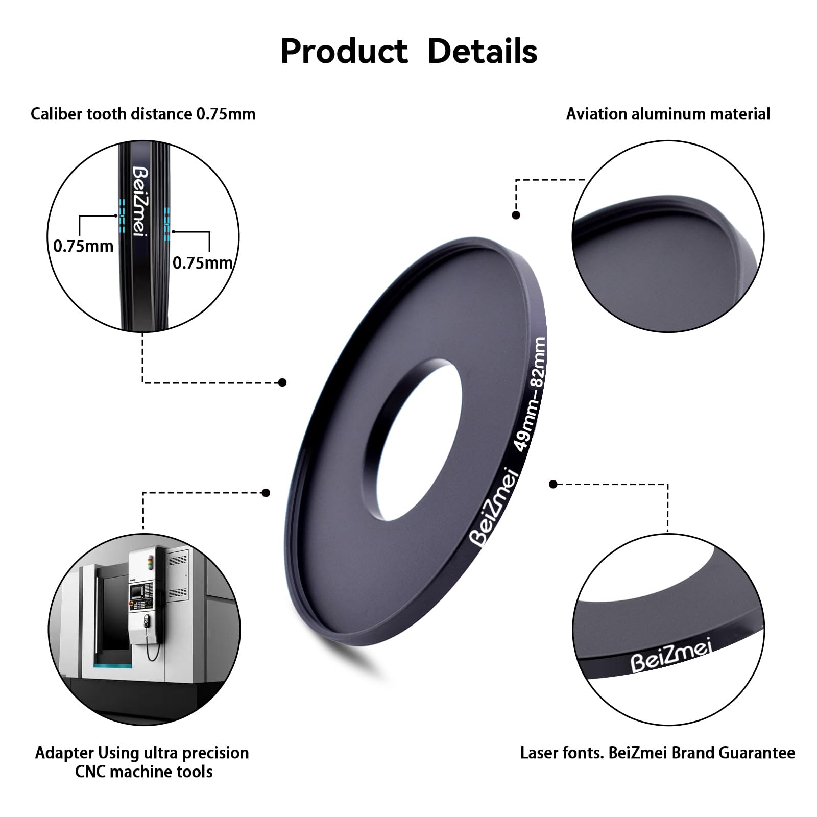 49Mm To 82Mm Camera Filters Ring,Filters Ring Compatiable All Brands 49Mm Lens To 82Mm Uv Nd Cpl Camera Filter Accessory.Made Of