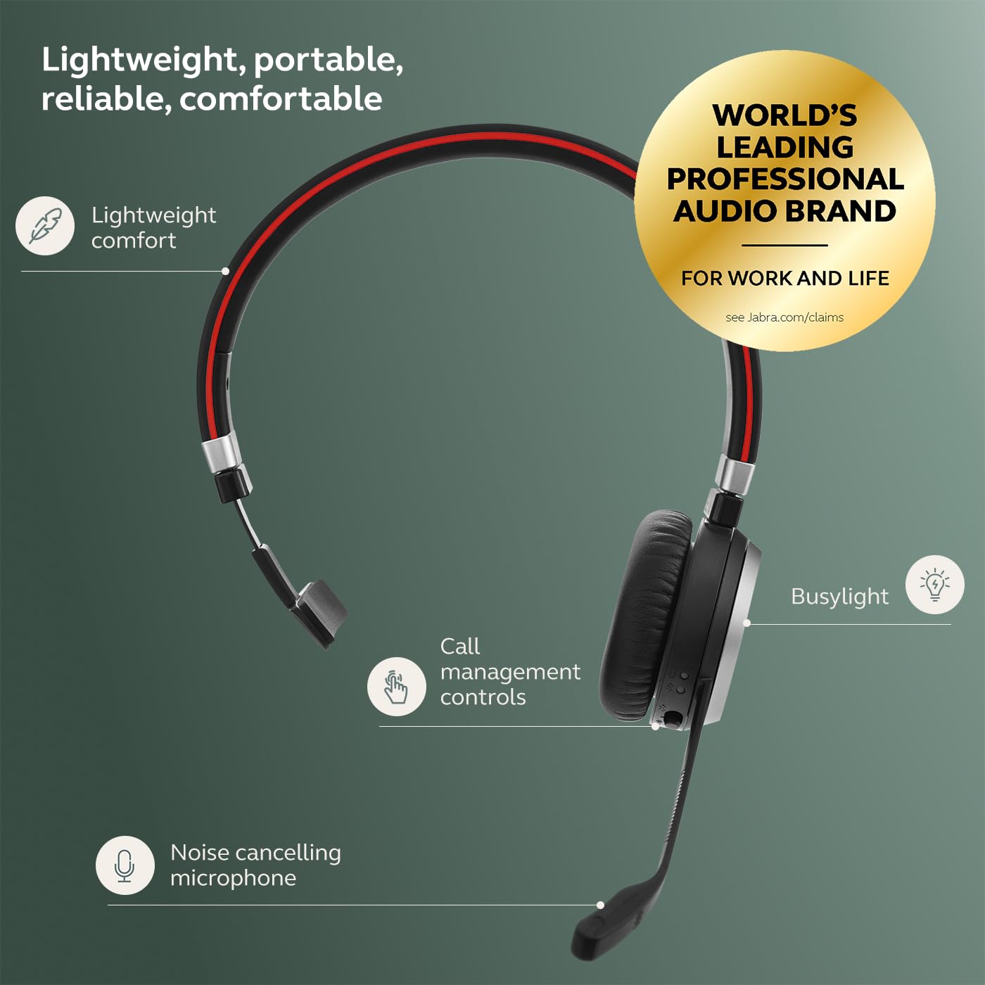 Jabra Evolve 65 Se Mono Wireless Headset   Bluetooth Headset With Noise Cancelling Mic And Long Lasting Battery   Unified Commun