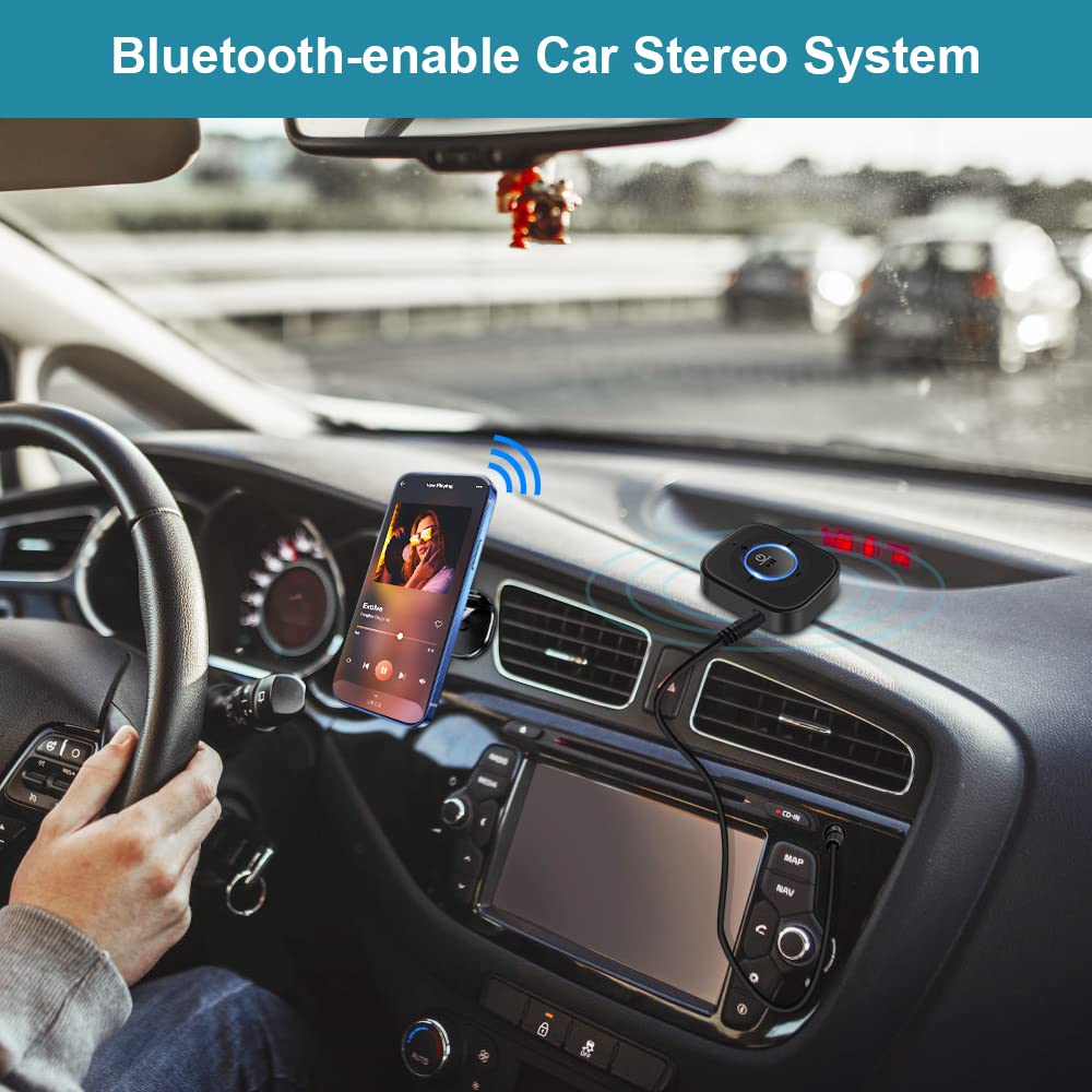 Golvery Bluetooth Receiver For Old Speaker With Latest Bluetooth V5.4, 20 Hour Battery Life, Handsfree Calls, Dual Connection To 2 Cell Phones, Built In Microphone, For Wired Headphones, Home Stereo