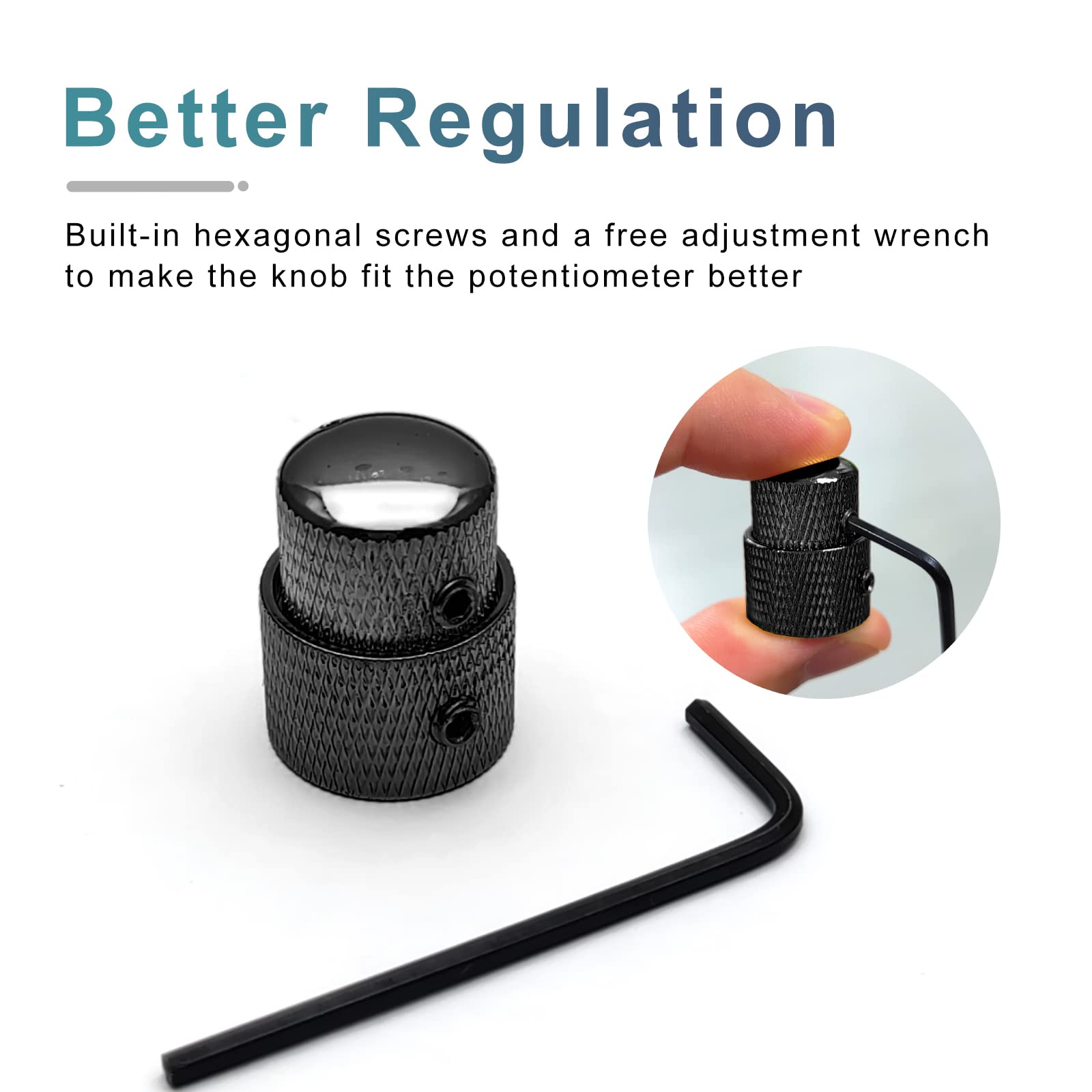 Saphue Guitar Dual Concentric Stacked Control Knobs Sets Metal With Wrench Replacement For Electric Guitar Bass 2 Sets