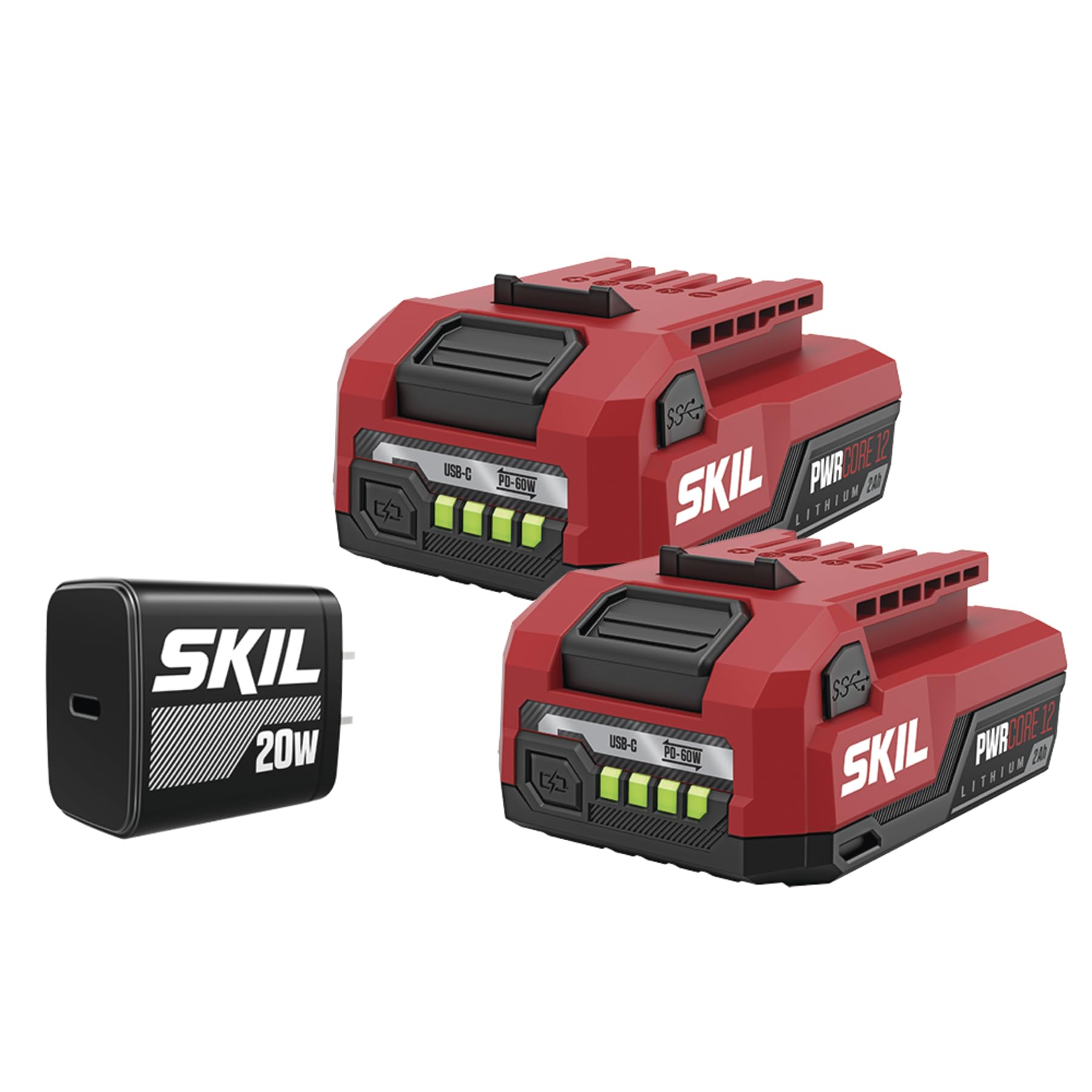 Skil Pwr Core 12 2 X 2.0Ah 12V Usb C Battery And Charger Starter Kit Including Two 2.0Ah Batteries And 20W Pd Charger Cb5020A 22