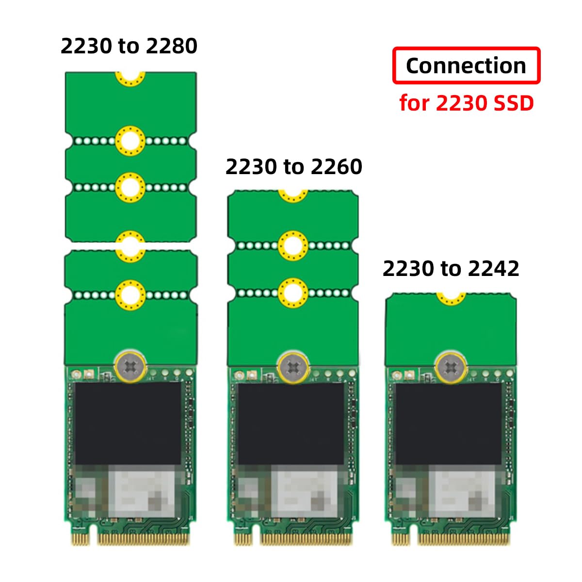 Chenyang 2 Pack M.2 2230 To 2242 To 2260 To 2280 Convertor Card Nvme Ngff Ssd Extended Adapter