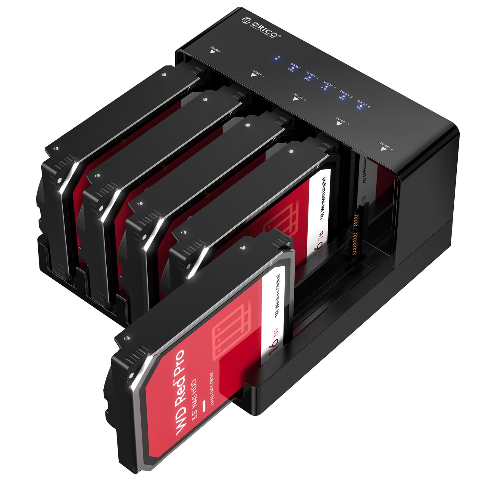 ORICO USB 3.0 5 Bay Hard Drive Docking Station with Offline Cloning 3.5 SATA Enclosure for HDD SSD, Expandable Storage up to 90TB Plug&Play(6558US3 C)