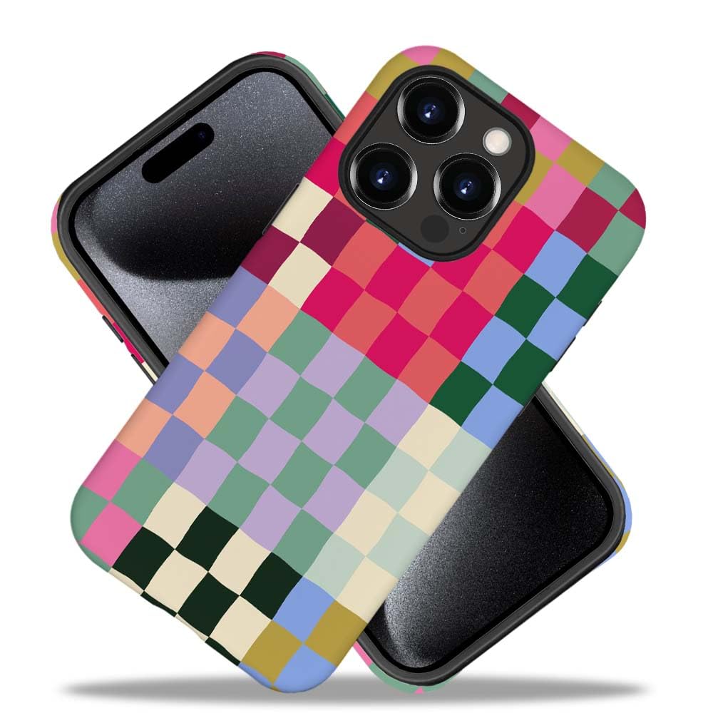 Seized Case Compatible With For Iphone 15 Pro Max,Colorful Checkerboard Phone Case For Girl Women Boy Men,Durable Protection Cas