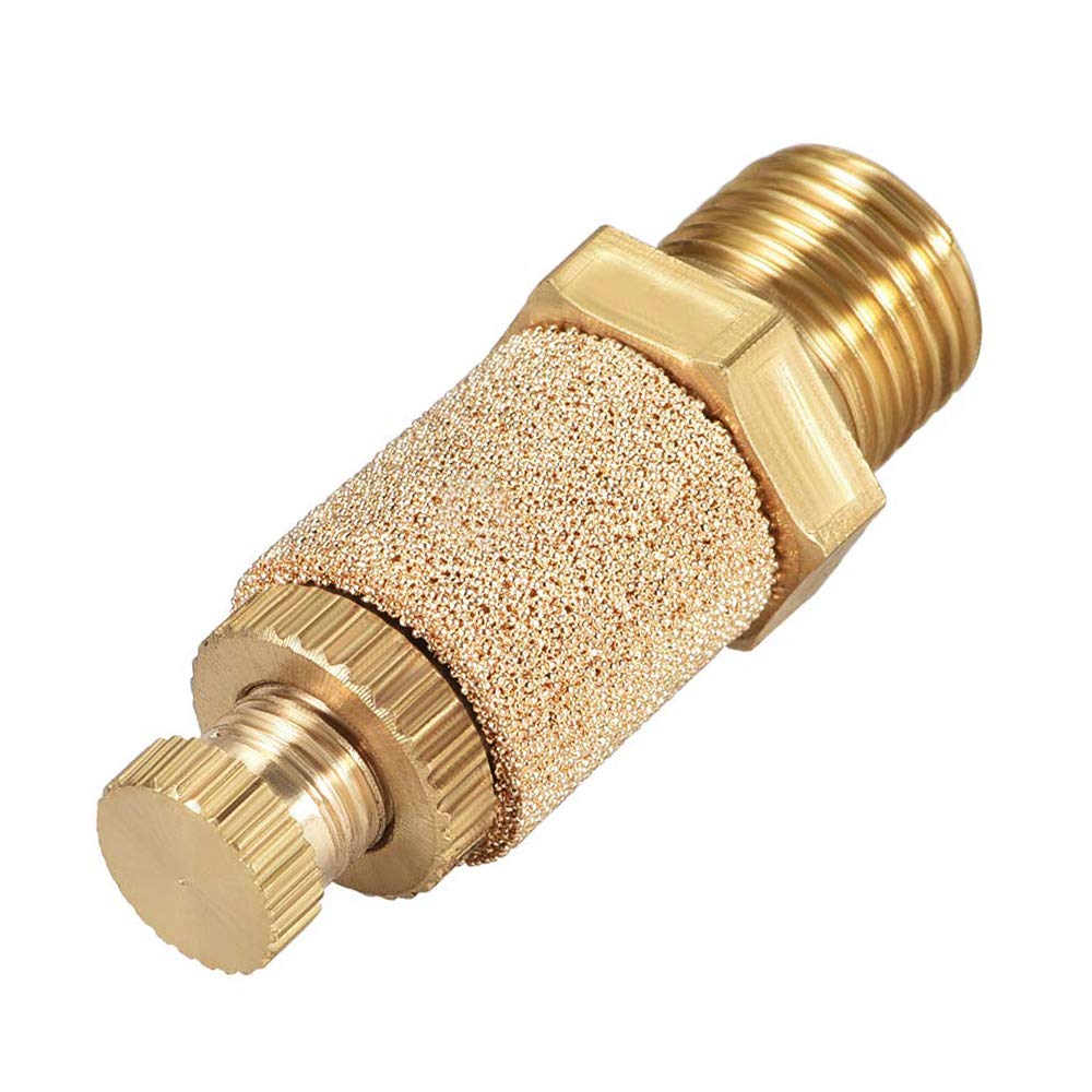 Zlyy 5Pcs 1/8 Male Thread Pneumatic Silencer Muffler Fitting, Top Adjustable Air Flow Speed Controller, Sintered Bronze Exhaust