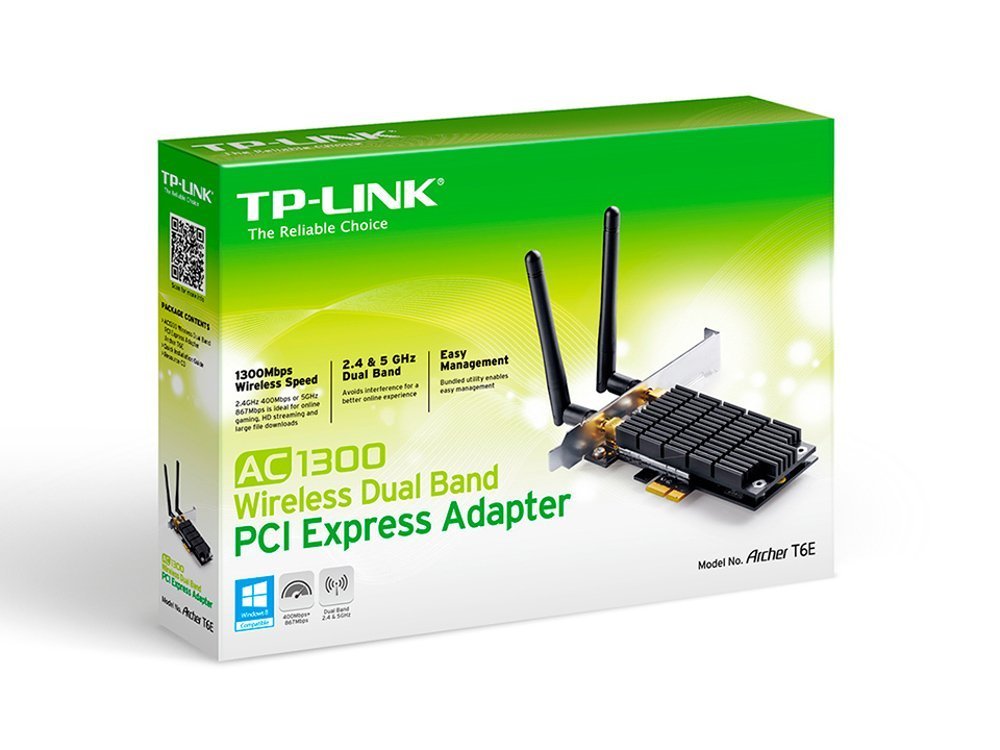 TP-Link Archer T6E AC1300 Dual Band PCIe WiFi Card - Low Profile, Long Range, Black, Supports Windows 10/8.1/8/7/XP