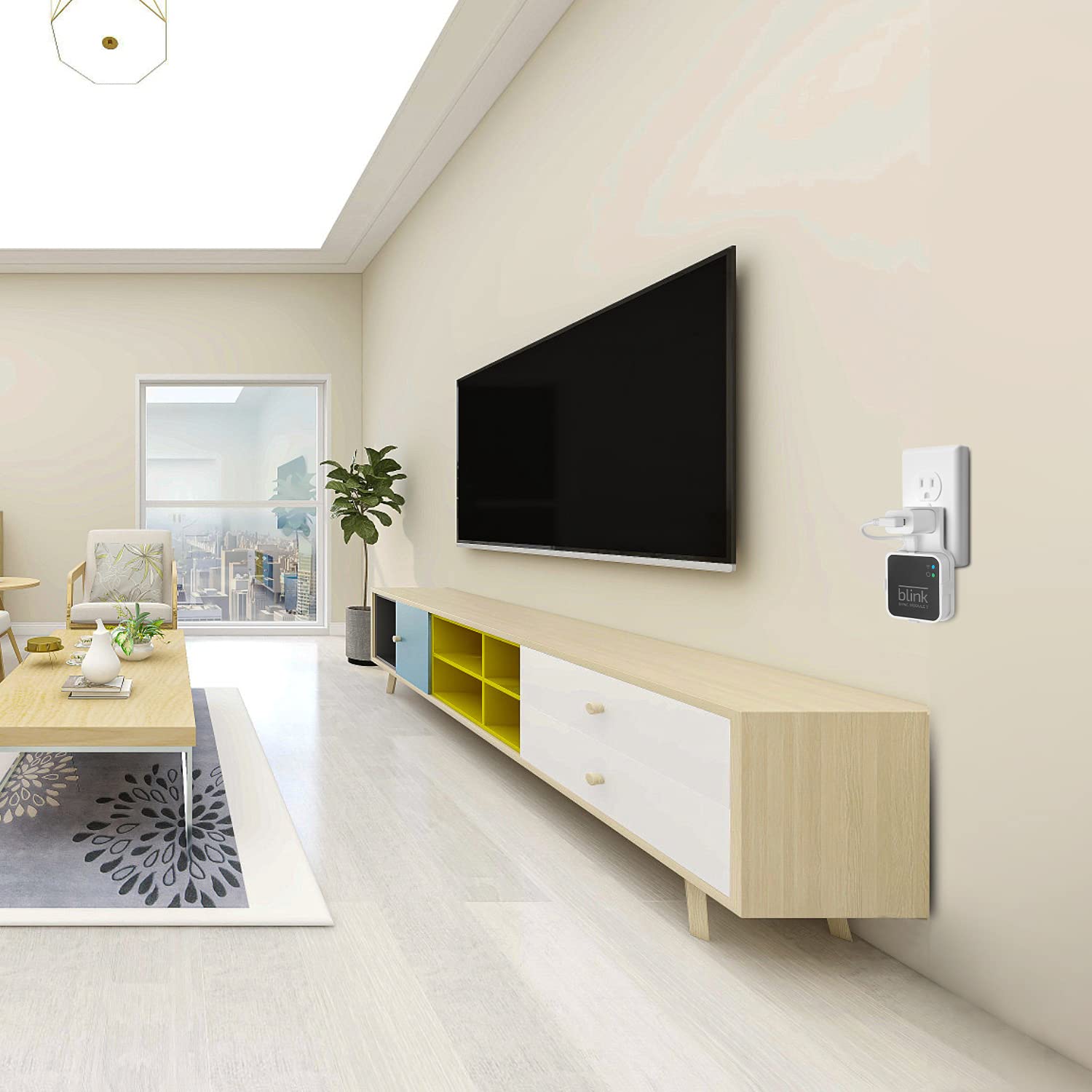 Outlet Wall Mount For Blink Sync Module 2, Mounting Bracket Holder With Short Cable For All New Blink Outdoor Indoor Home Securi