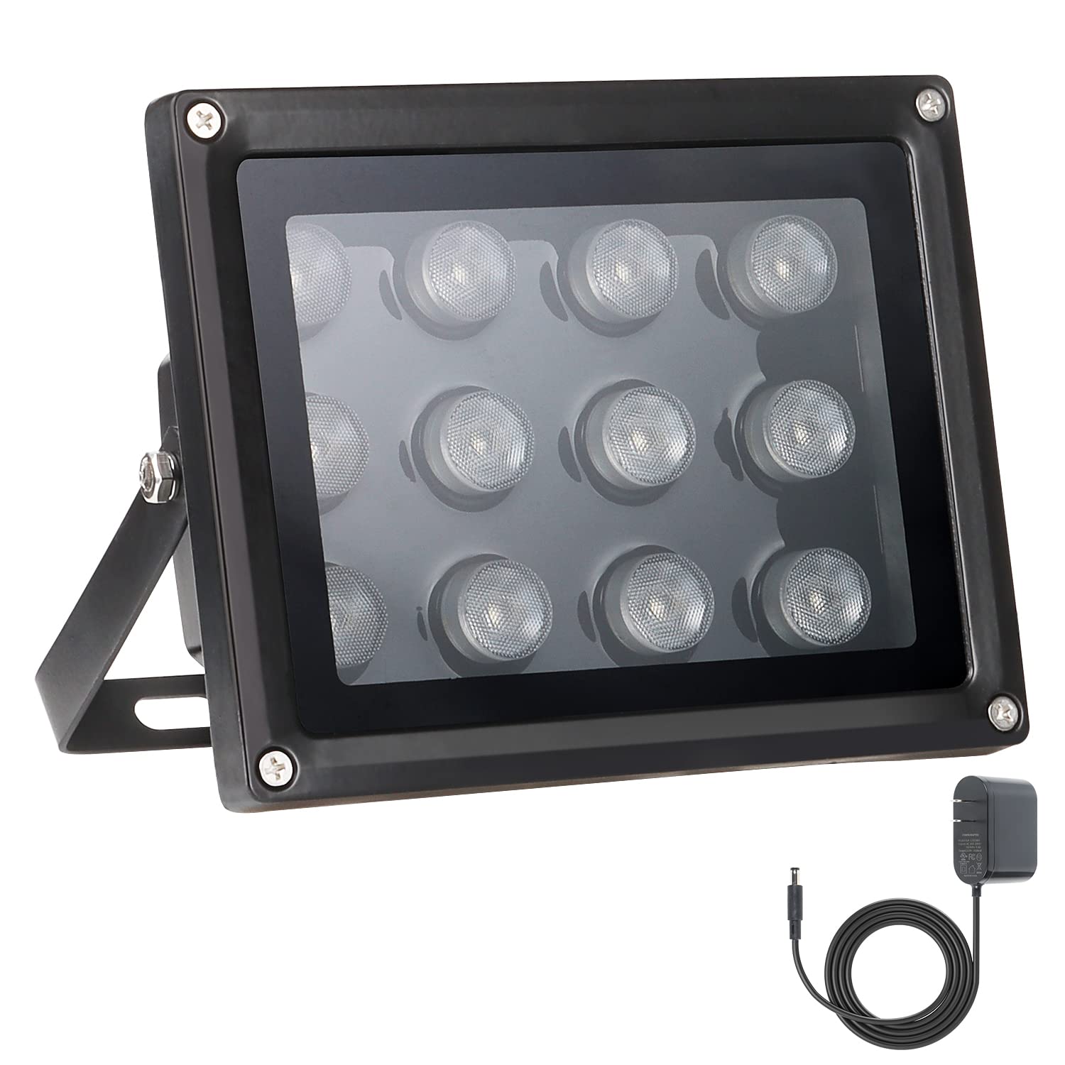 Univivi Infrared Illuminator, 850Nm 12 Leds 90 Degree Wide Angle Ir Illuminator For Night Vision, Waterproof Led Infrared Light 