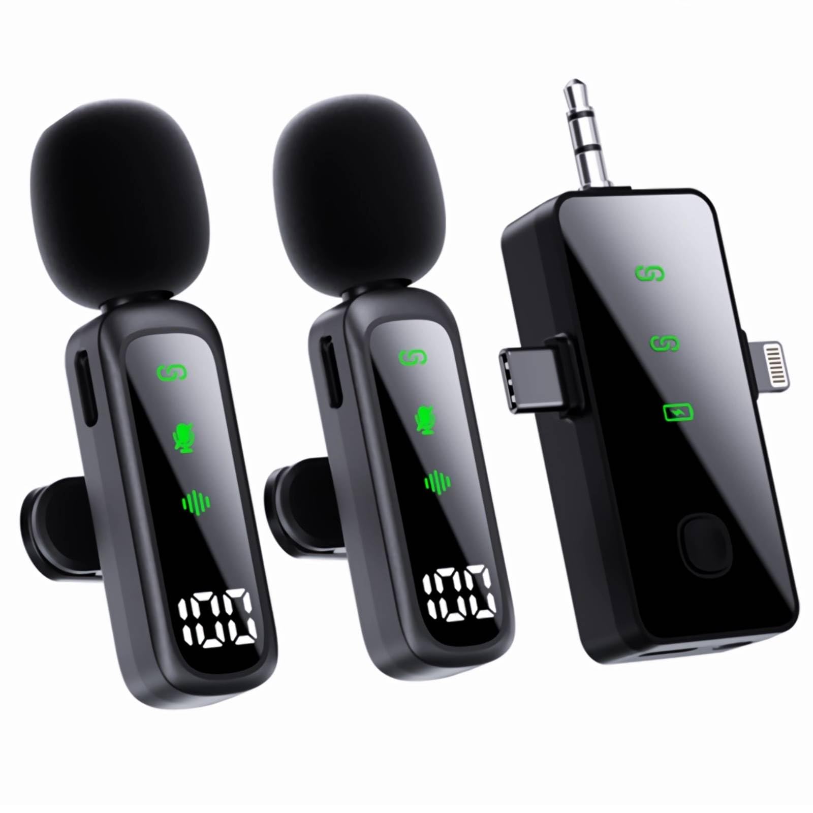 Bonkyo 3 in 1 Wireless Lavalier Microphone for iPhone & Android - Mini Video Recording Mic, Ultimate Noise Cancellation, Extende