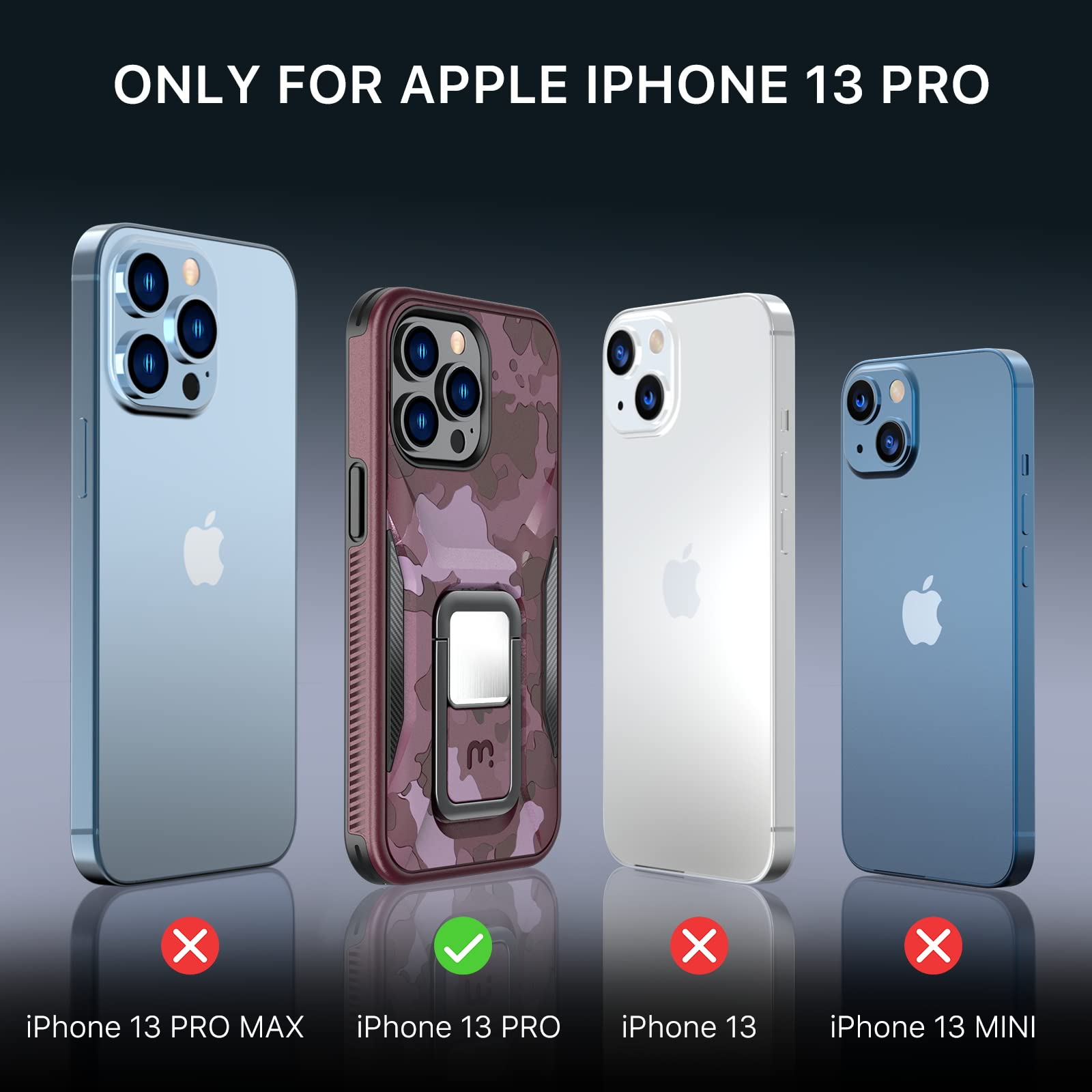 Mybat Pro Designed For Iphone 13 Pro Case With Stand, 6.1 Inch, Shockproof Stealth Series, Support Magnetic Car Mount, Double La