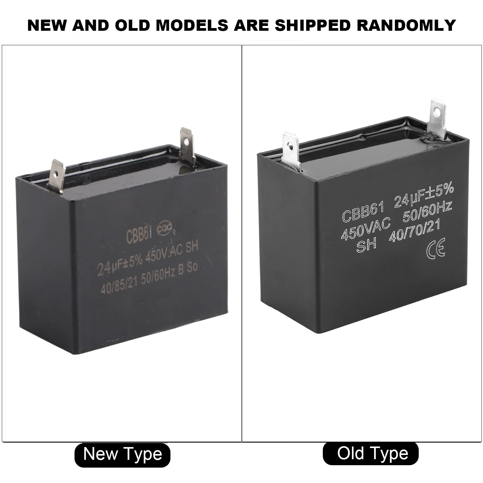 Cbb61 Starting Run Capacitor Generator 450V Ac 24Uf 50/60Hz For 400/350/300/250Vac Ul/Ru Listed