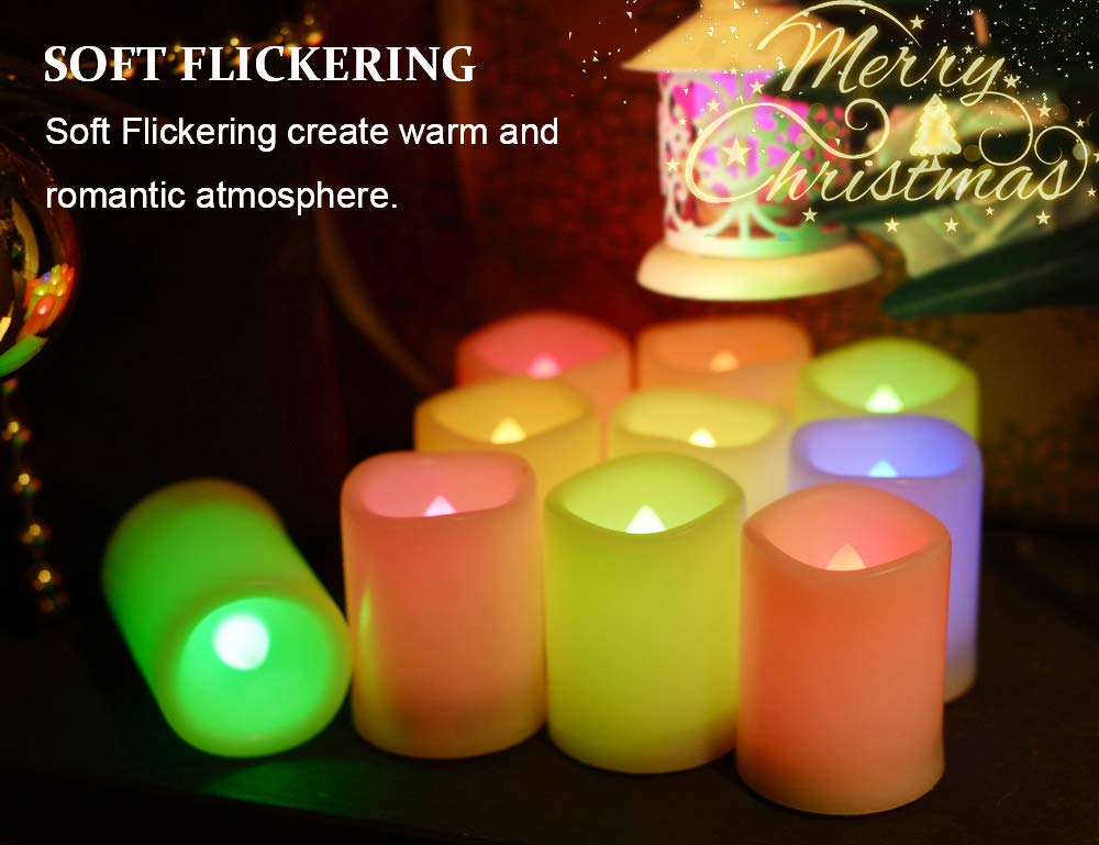 Multi Color Changing Votive Flameless Candles With Remote And Timer   Battery Operated Led Tea Light Candles,Set Of 10 Colored F