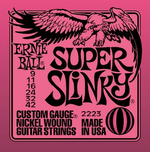 Ernie Ball 2223 Super Slinky String Set (9 42) Electric Guitar Strings   3 Pack With Picks