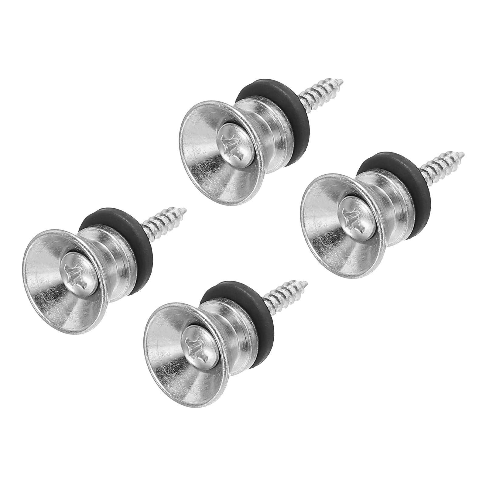 MECCANIXITY Guitar Strap Button Buckle Lock Metal Small End Pins Sets Silver with Felt Washer for Guitar Bass, 4 Set