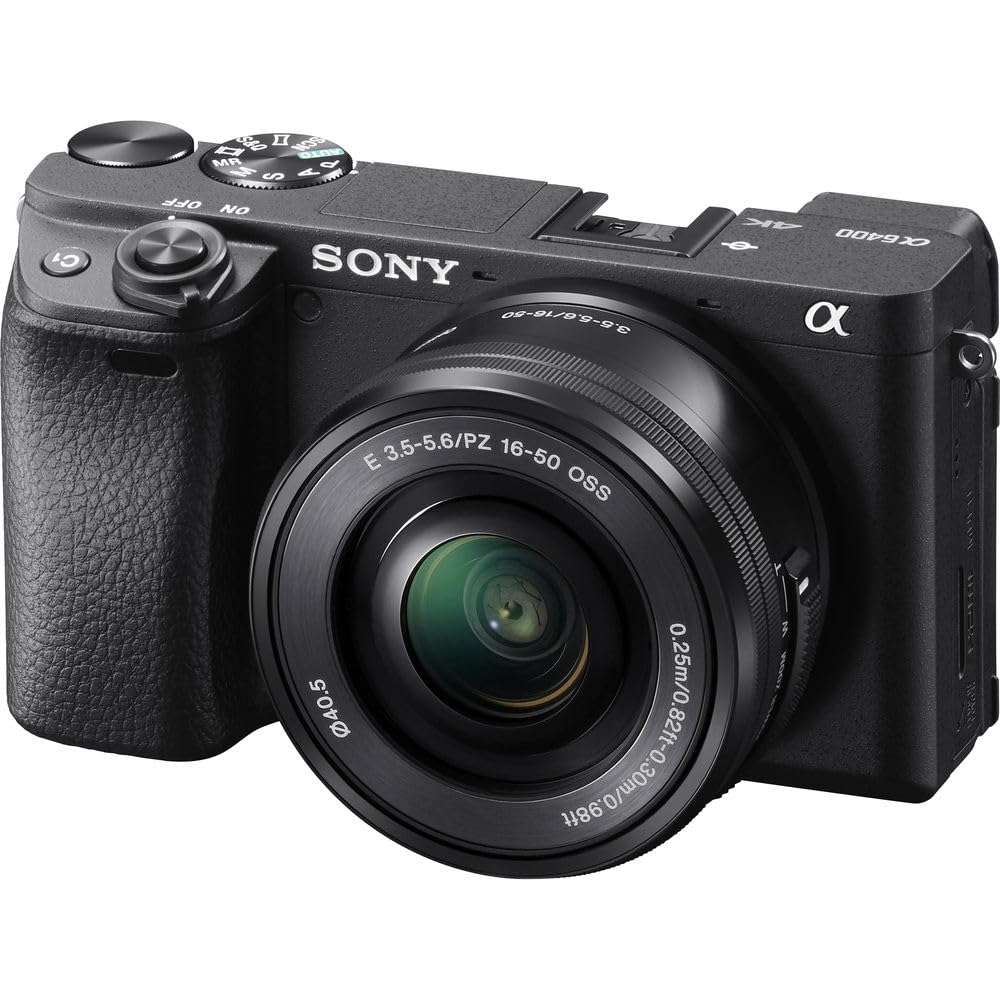 Sony A6400 Mirrorless Camera With 16-50Mm Lens (Ilce-6400L/B) + 64Gb Memory Card + Np-Fw50 Battery + Charger + Case + Flexible T