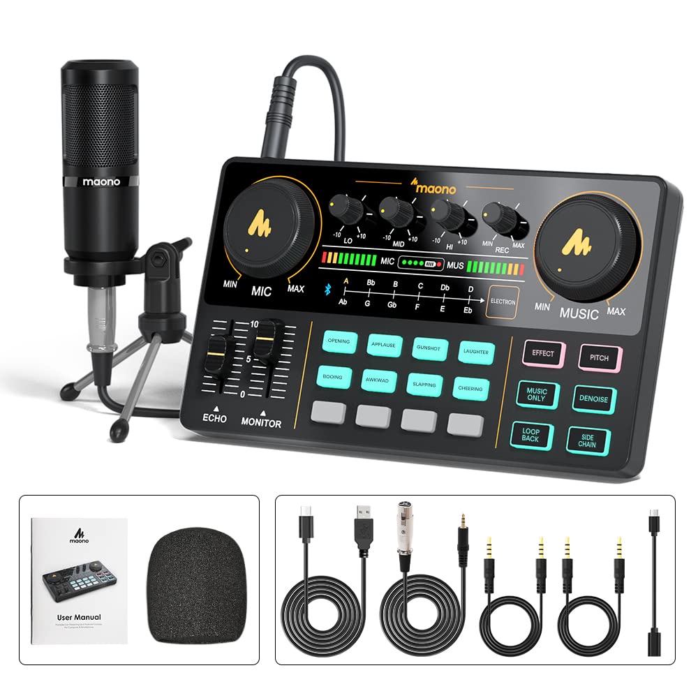 Podcast Equipment Bundle-Maono Maonocaster Lite -Audio Interface-All In One-Podcast Production Studio With 3.5Mm Microphone For 