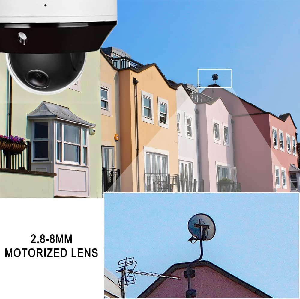6Mp Mini Ptz Dome Poe Ip Camera Outdoor With Pan Tilt, 3X Zoom, 2.8 8Mm Motorized Varifocal Lens, H.265, Ip66, Compatible With H