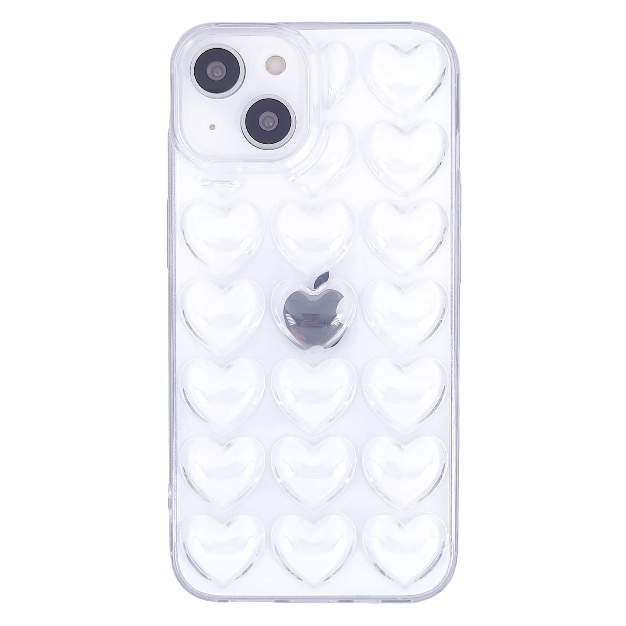 Dmaos For Iphone 15 Pro Case For Women, 3D Pop Bubble Heart Kawaii Gel Cover, Cute Girly For Iphone15 Pro 6.1 Inch - Clear