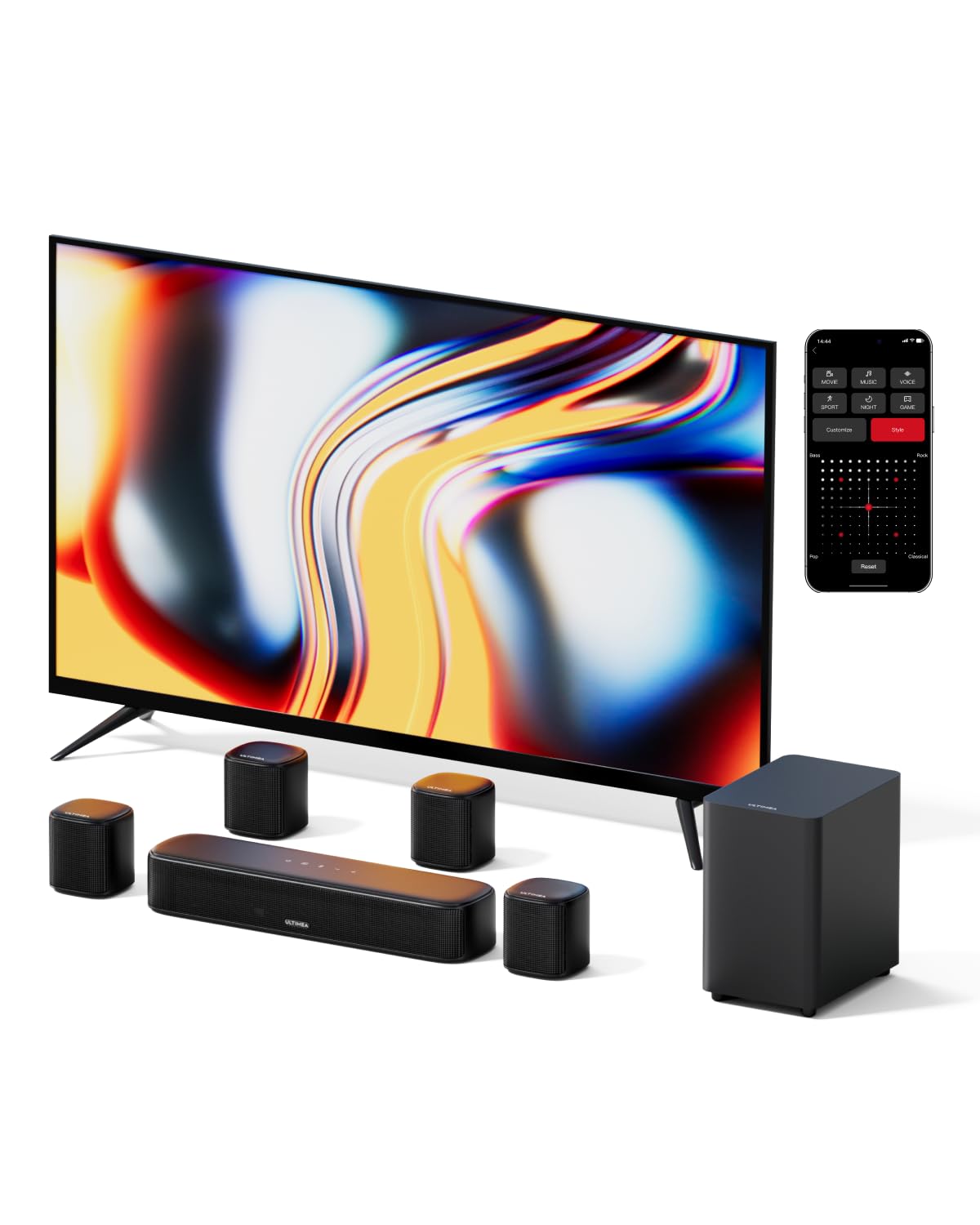 Surround Sound Virtualization Ultimea 7.1Ch Virtual Surround Sound Bar, Surround Sound System For Tv ...