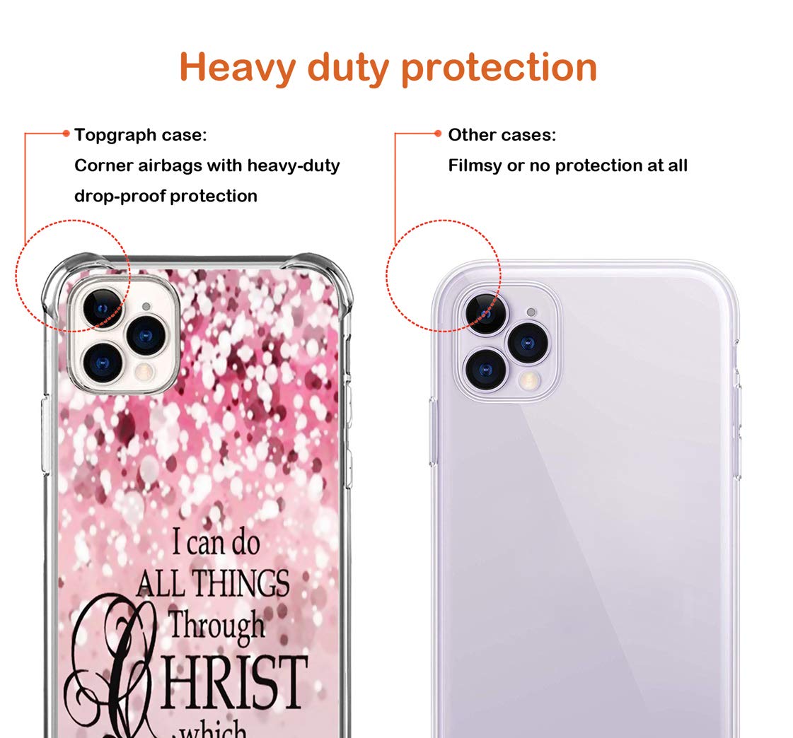 Topgraph iPhone 11 Pro Max Protective Case Clear Heavy Duty Slim Fit Bible Verse Design TPU