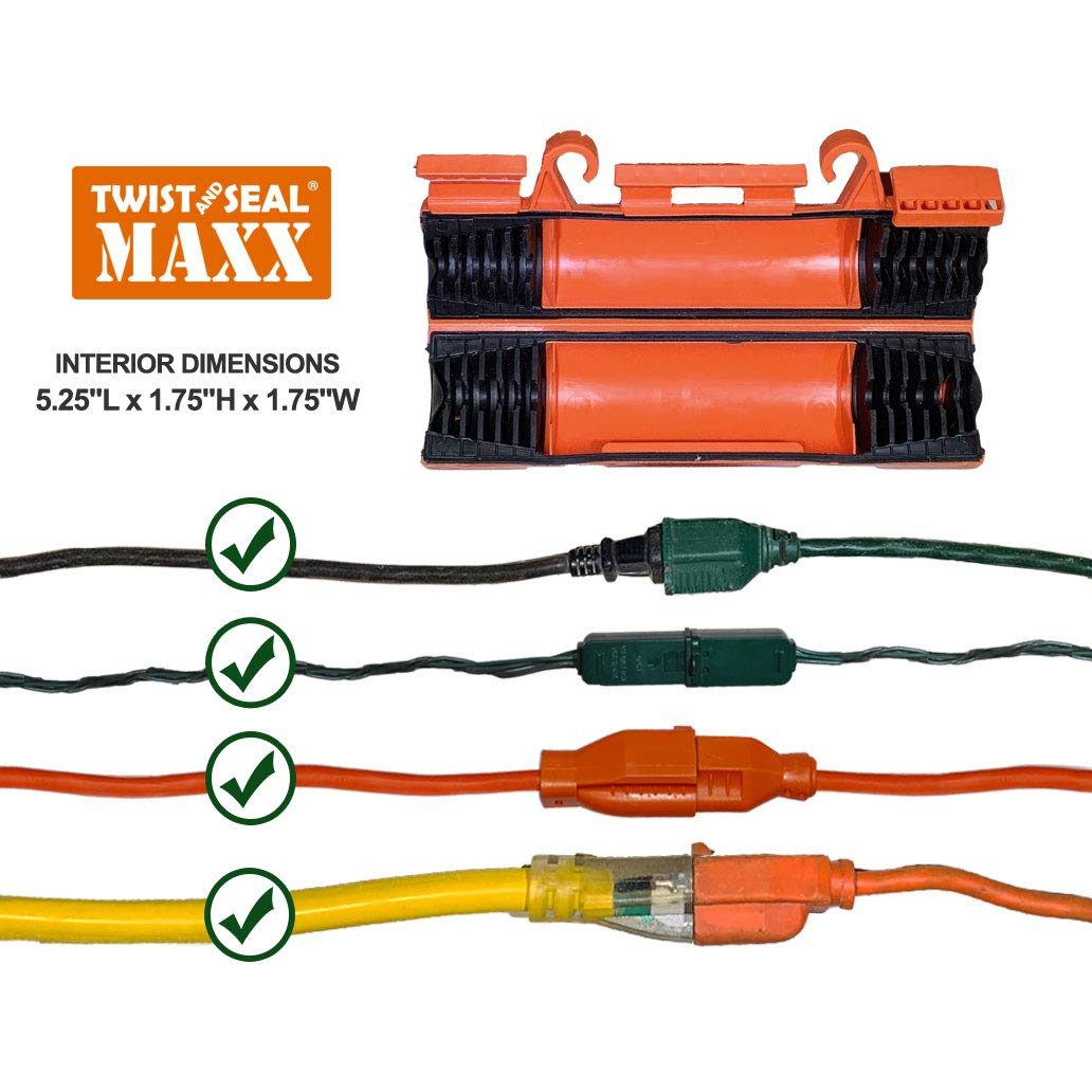 Twist And Seal Maxx (2 Pack)   Heavy Duty Outdoor Extension Cord Safety Cover Connector And Weatherproof Electrical Protector