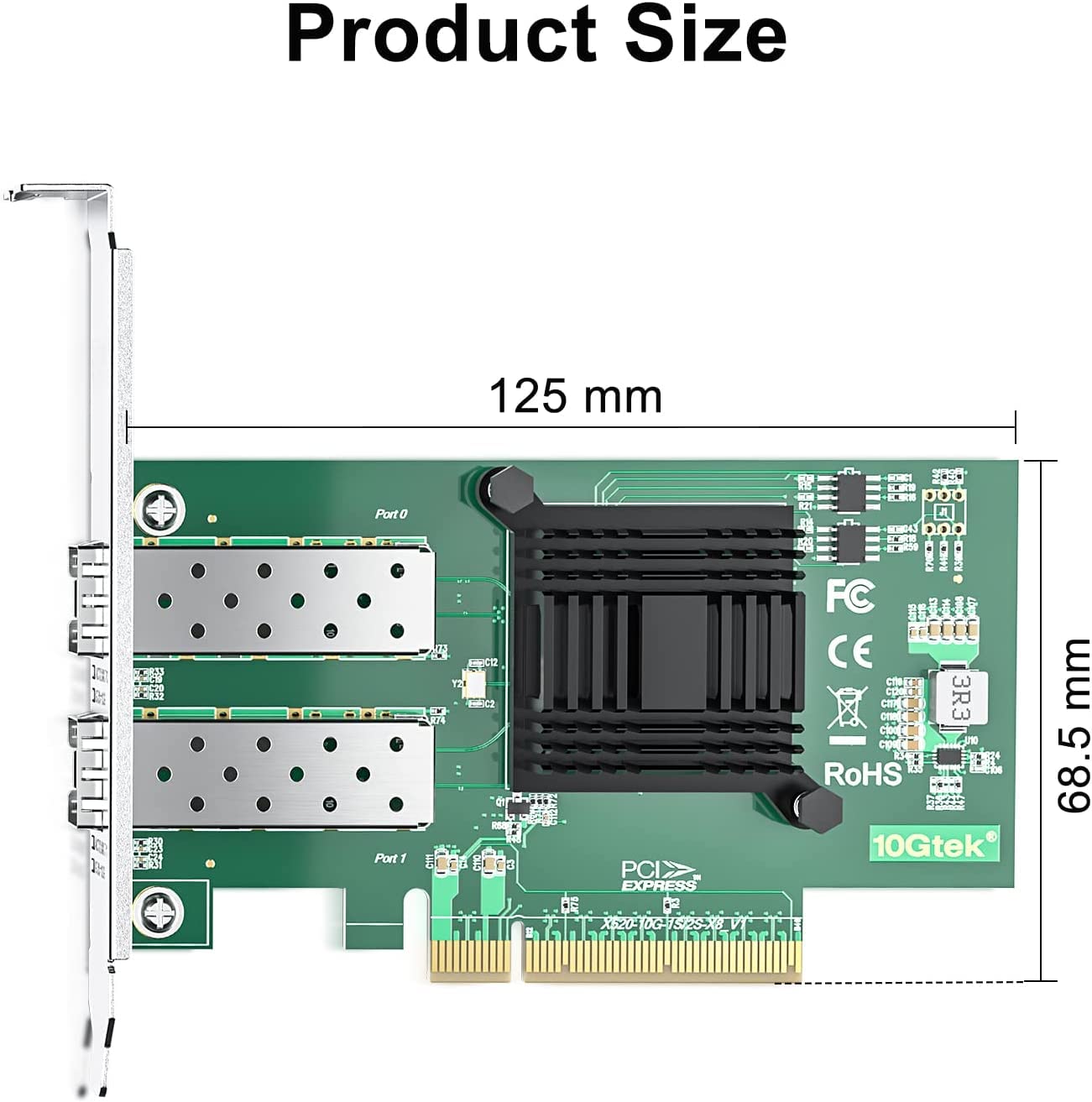 10Gtek 10Gb Pci E Nic Network Card, Dual Sfp+ Port, With Intel 82599Es Controller, Pci Express Ethernet Lan Adapter Support Wind
