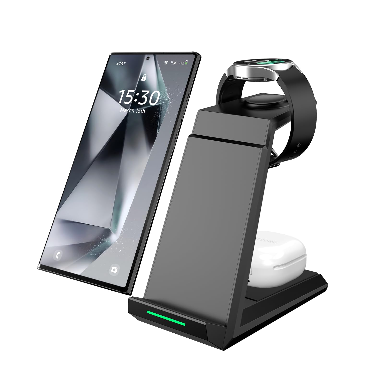ADADPU 3 in 1 Wireless Charging Station for Samsung Galaxy S26 S25 S24 S23 S22, Charging Stand for Galaxy Watch 8/7/6/5/4/3 (Not