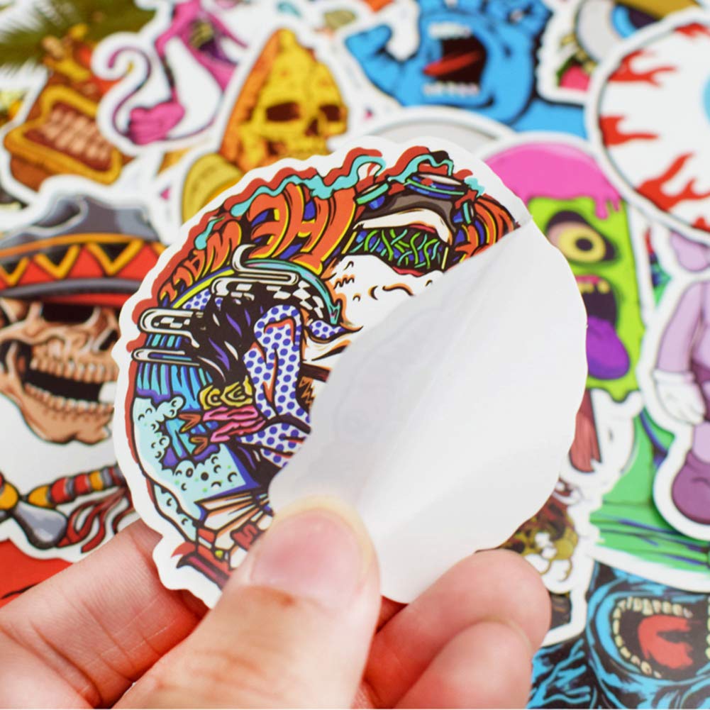 Vinyl Horror Stickers 50 Pcs Scary Stickers Pack Horror Decals Stoner Stickers For Laptop Ipad Car Luggages Water Bottle Helmet