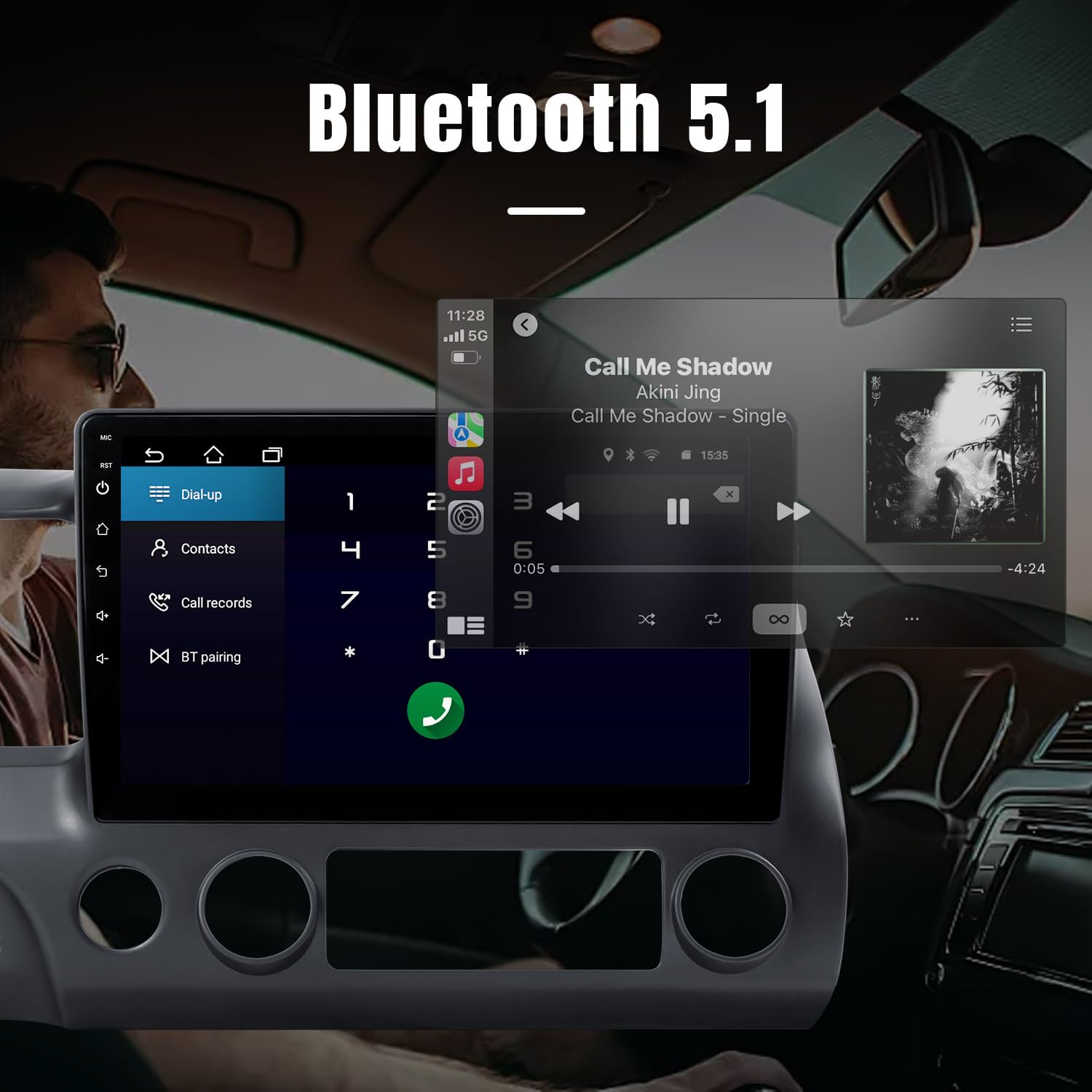 Leadfan Car Stereo Radio For Honda Civic 2006 2007 2008 2009 2010 2011 Wireless Apple Carplay Android Auto, 10.1 Inch Ips Touch