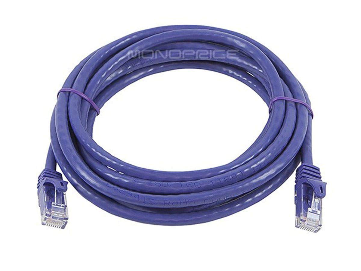 Monoprice Cat6 10Ft Purple Patch Cable Utp 24Awg 550Mhz Pure Bare Copper Snagless Rj45 Flexboot Series Ethernet Cable