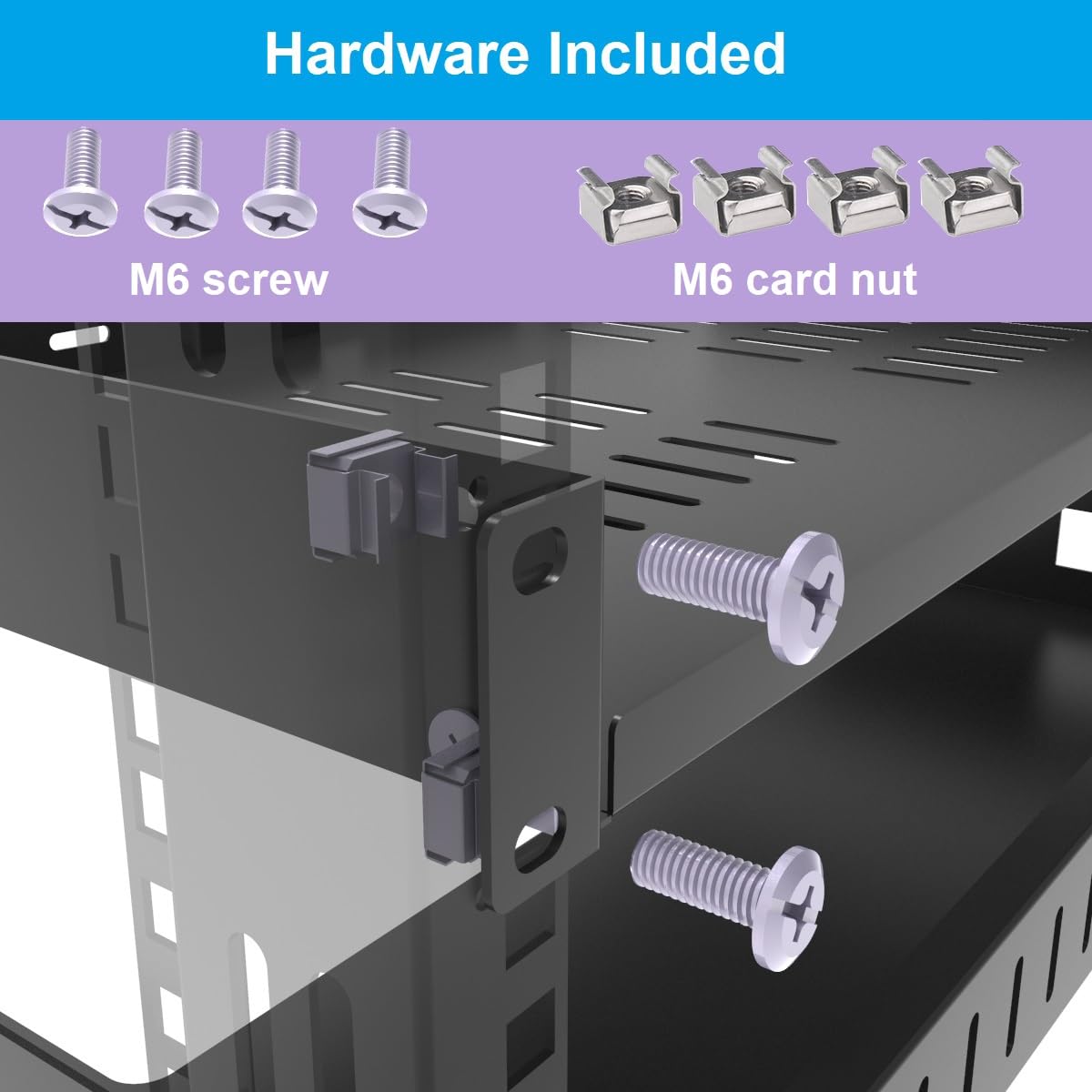 Qiaoyoubang 1U Universal Rack Shelf Steel, 12'' Vented Cantilever Rack Tray For 19    Network Equipment Shelf Mounting, Black (1