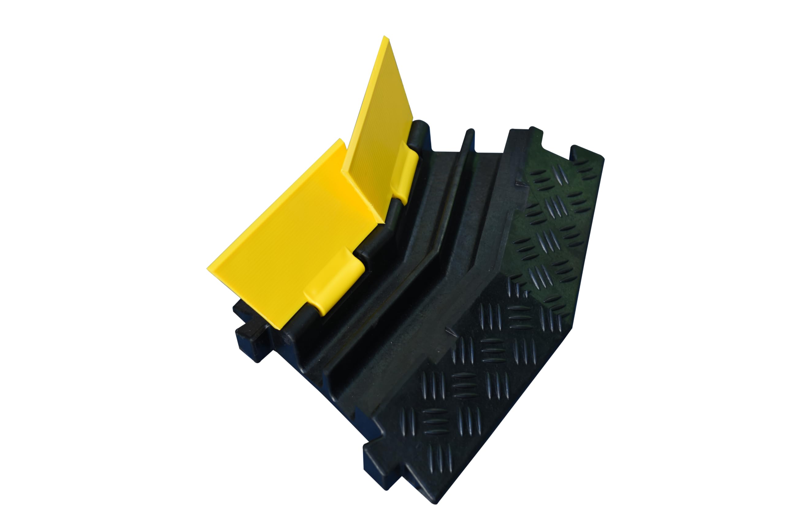 Kable Kontrol Atlas Heavy Duty Cable Protector   45 Degree Right Turn   2 Channel   Cp9987 Compatible   Black & Yellow   Speed B