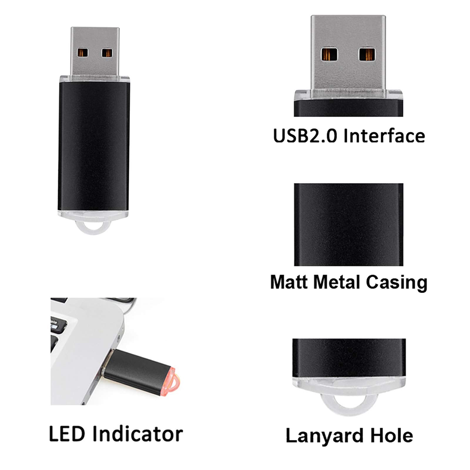 Usb Flash Drive 64Gb 2Pack, Maspen Usb Thumb Drives 2.0 High Speed Usb Memory Stick Pen Drive (Black, Blue,64 Gb)